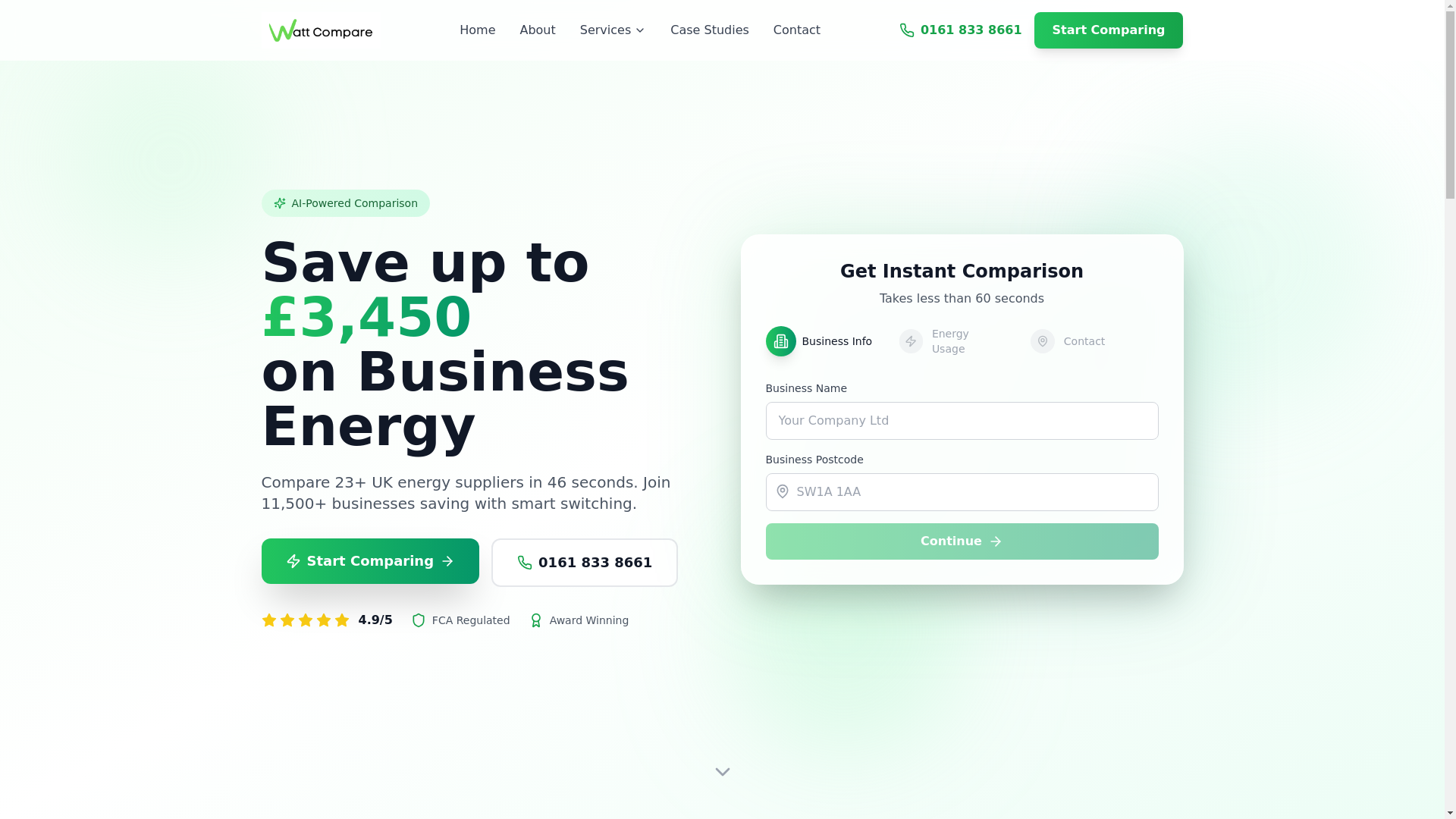 website screenshot of http://wattcompare.co.uk