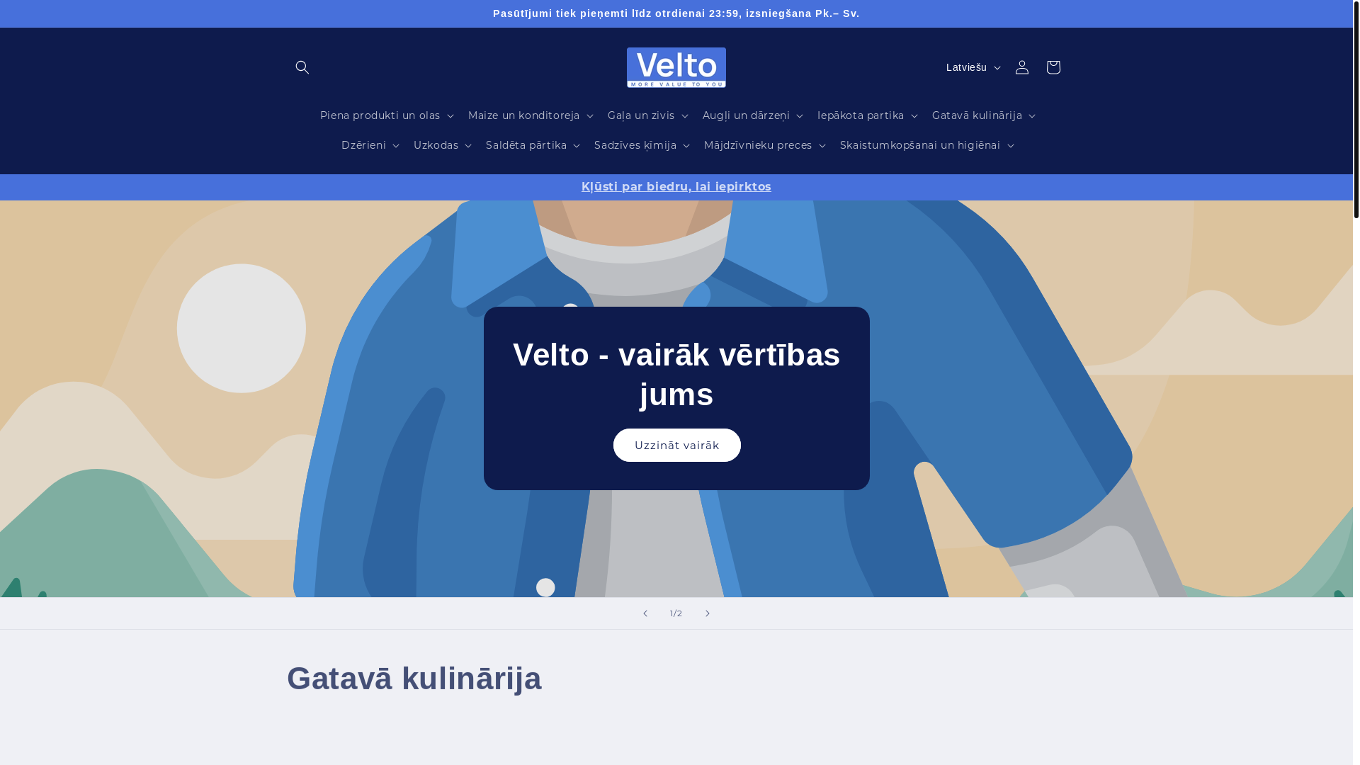website screenshot of https://velto.lv/