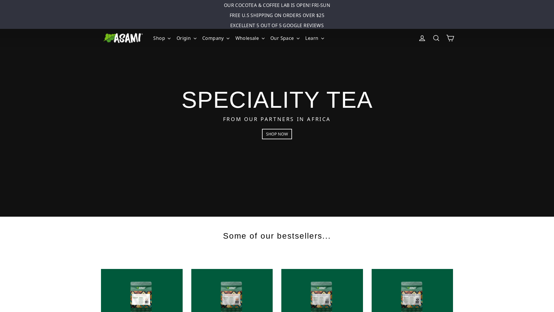website screenshot of https://asaminaturals.com/