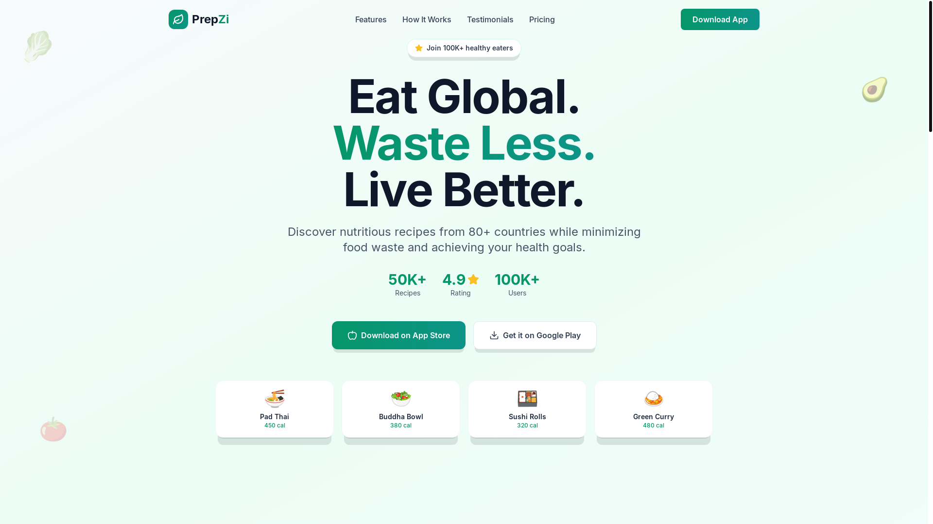 website screenshot of https://prepzi.app/