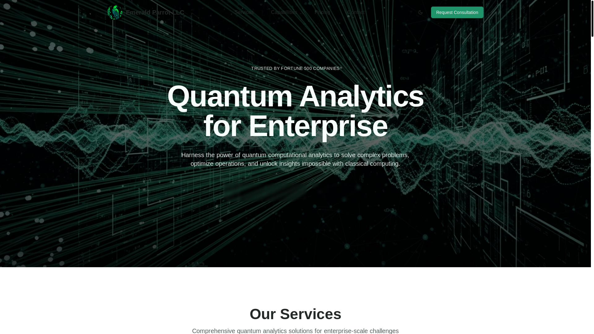 website screenshot of https://emeraldparrotllc.com/