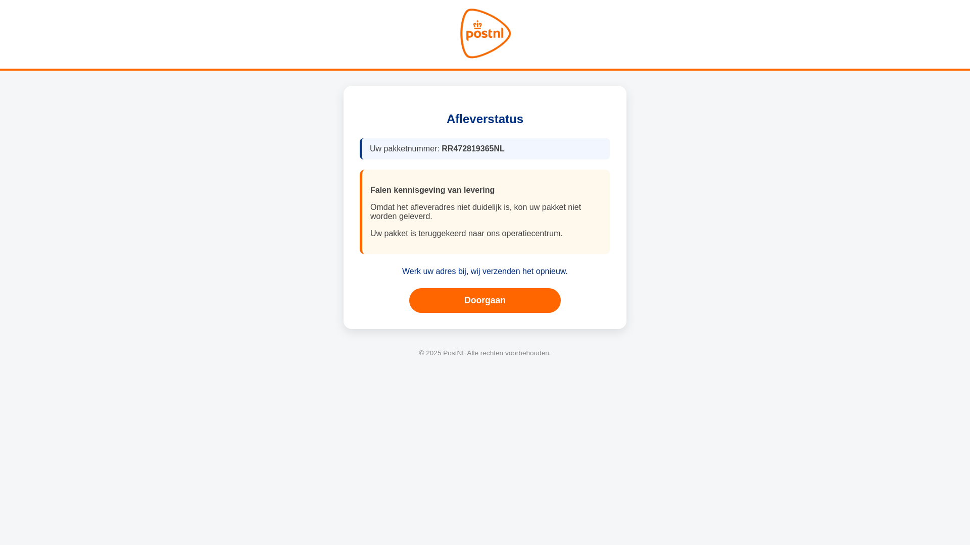 website screenshot of https://adresverificatie-post.nl/