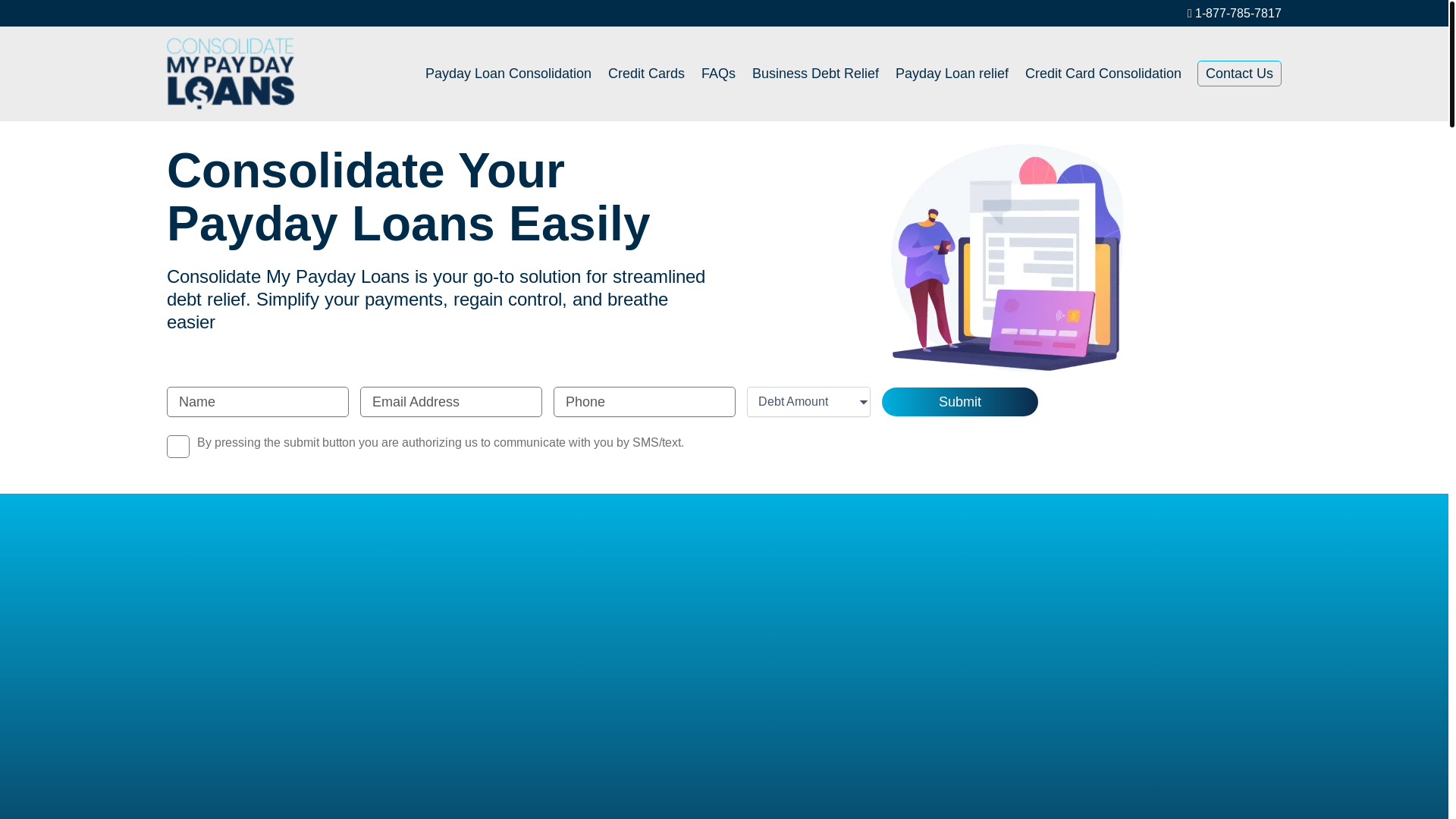 website screenshot of https://consolidatemypayloansprogram.com/