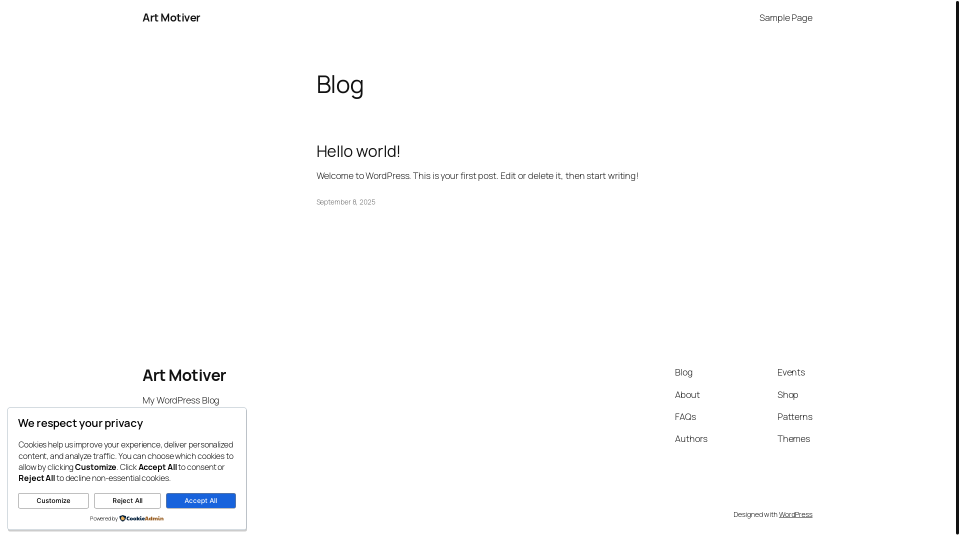 website screenshot of https://artmotiver.no/