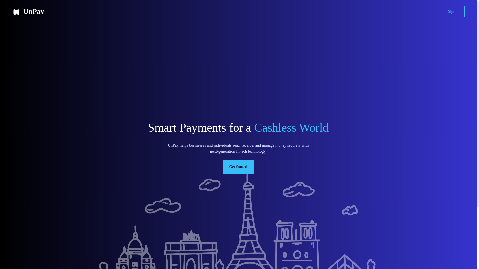 website screenshot of https://app.unpay.in/