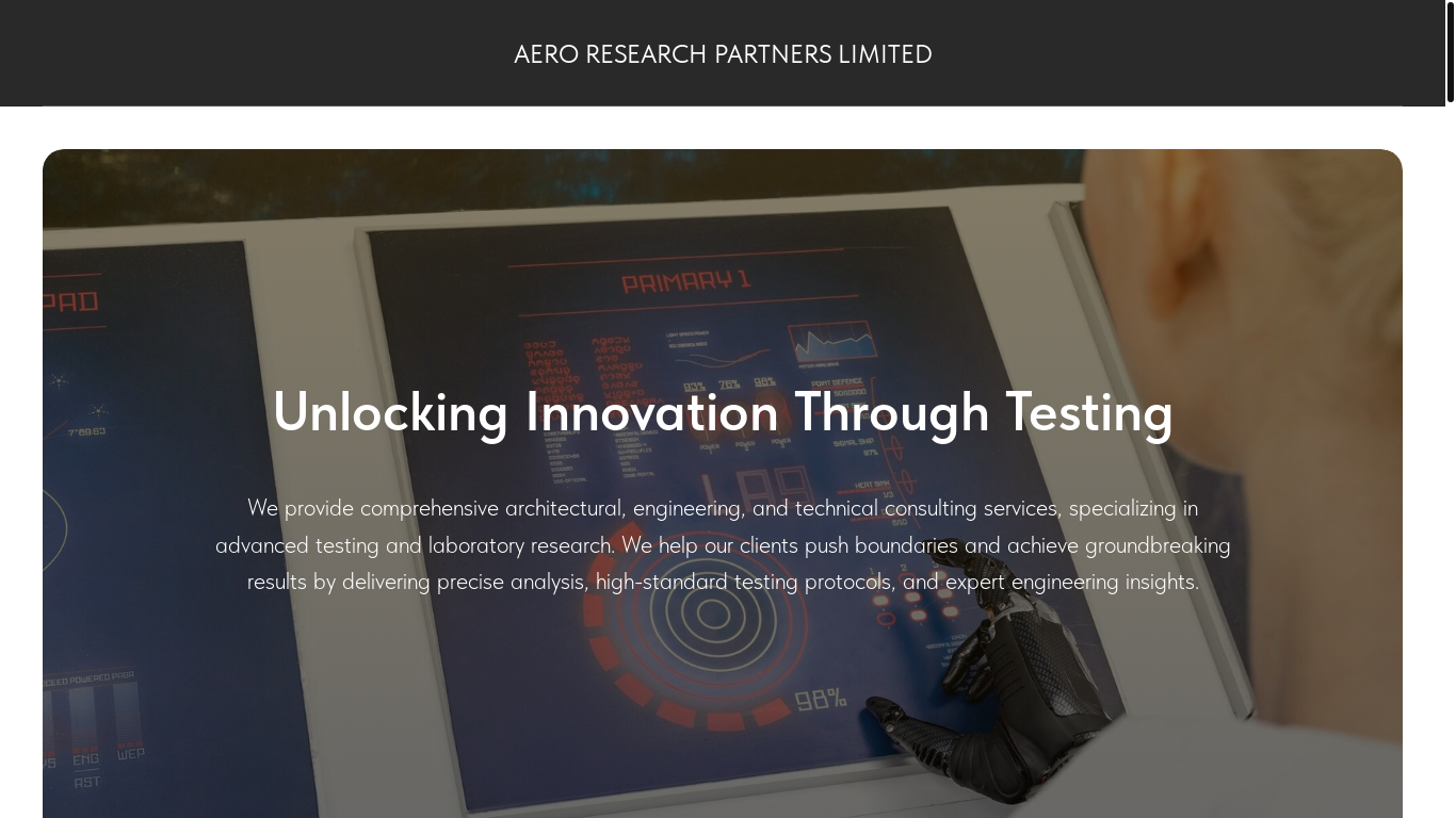 website screenshot of https://aero-research.pro/