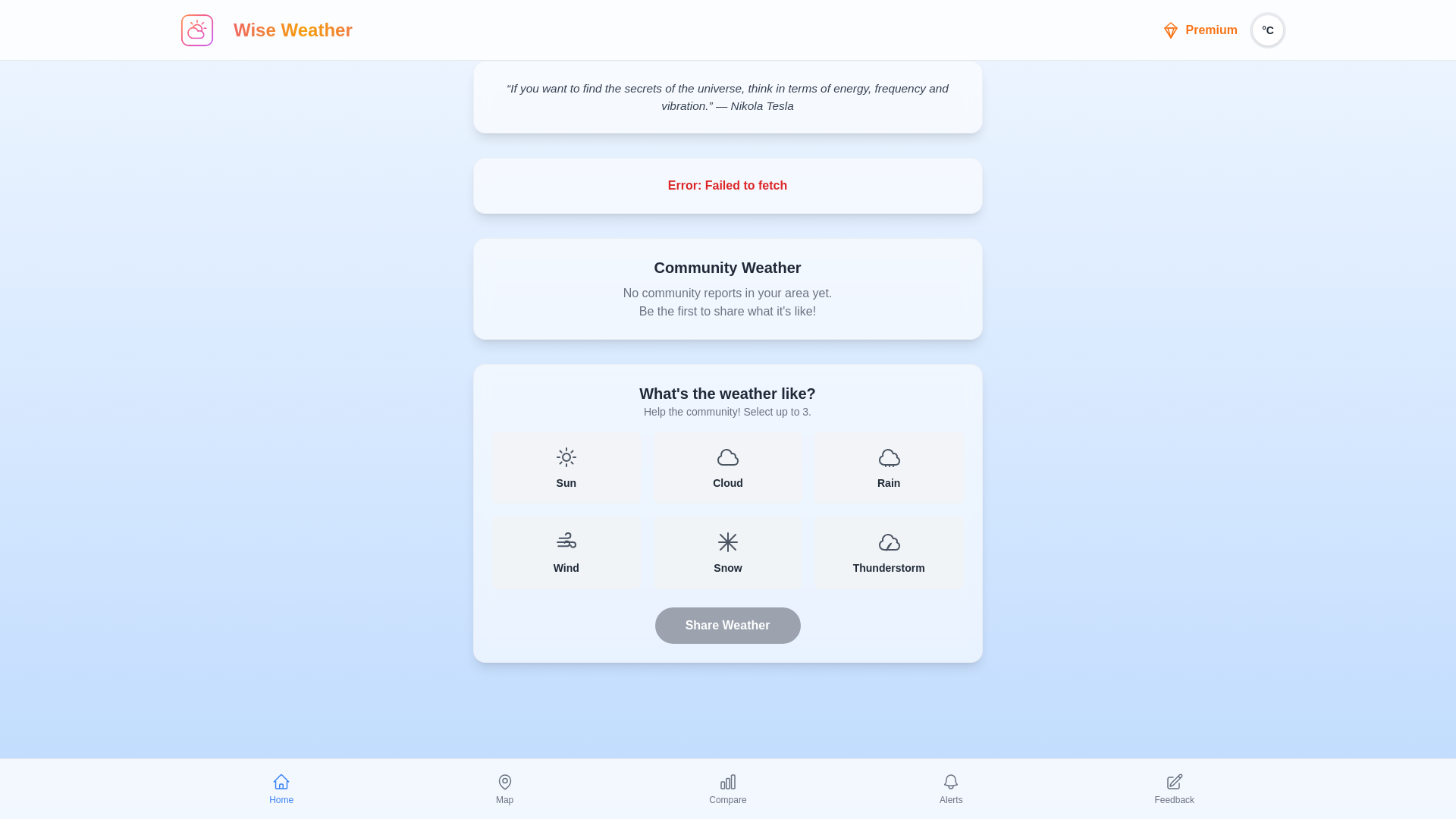 website screenshot of https://wise-weather.pages.dev/