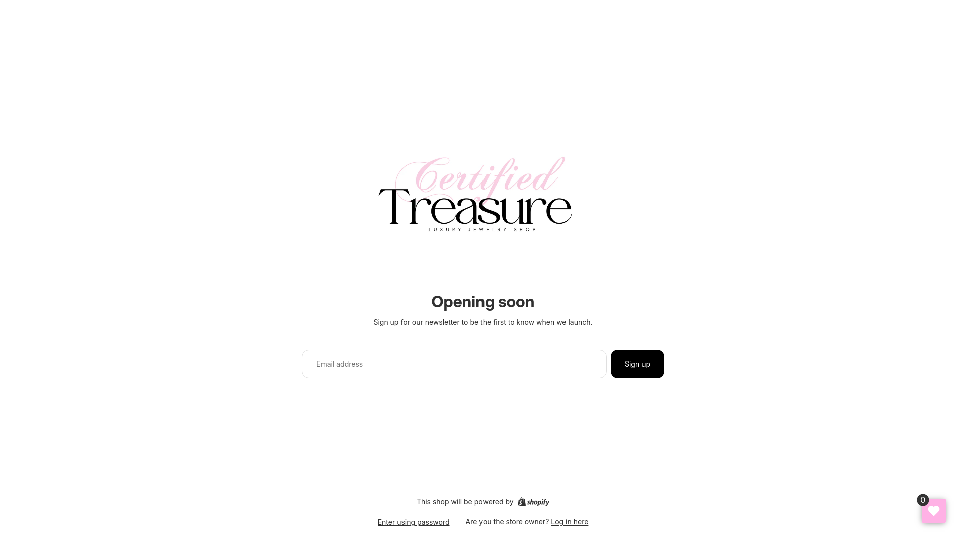 website screenshot of https://certifiedtreasure.com/