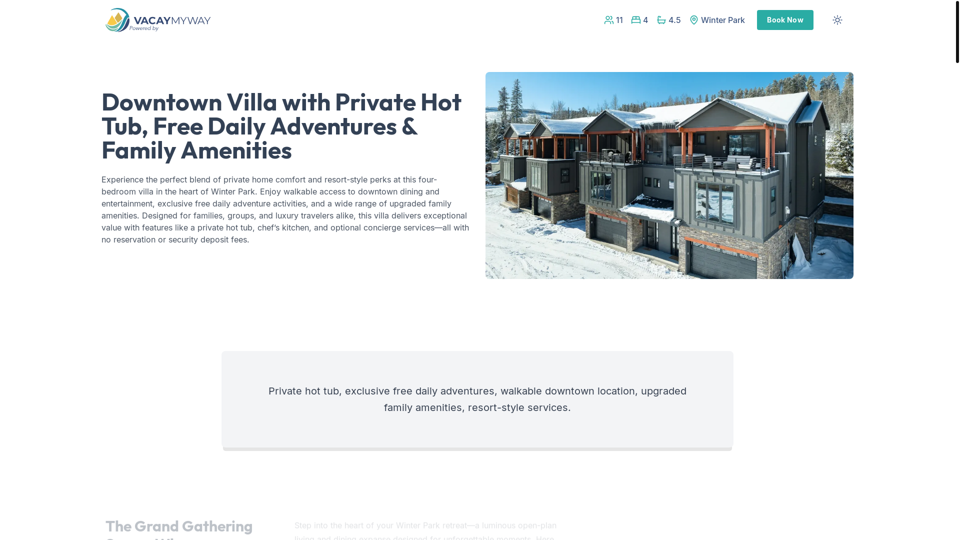 website screenshot of https://snowcrest.villas/