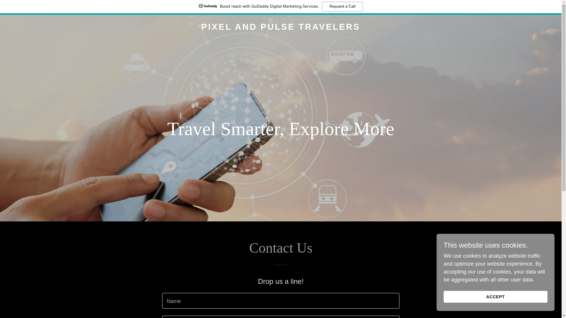 website screenshot of https://pixelandpulsetravelers.com/