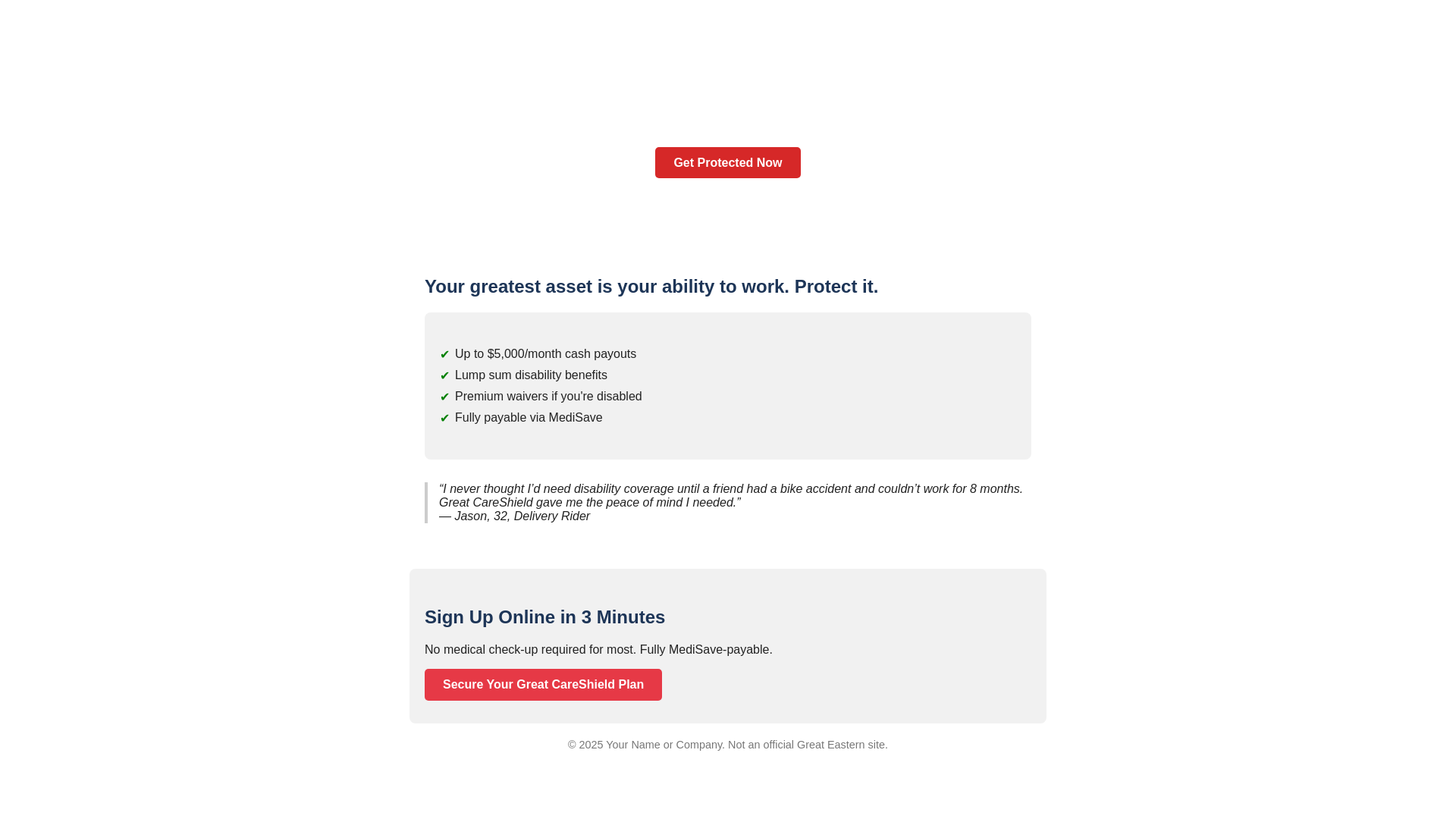 website screenshot of https://riderinsurance.org/