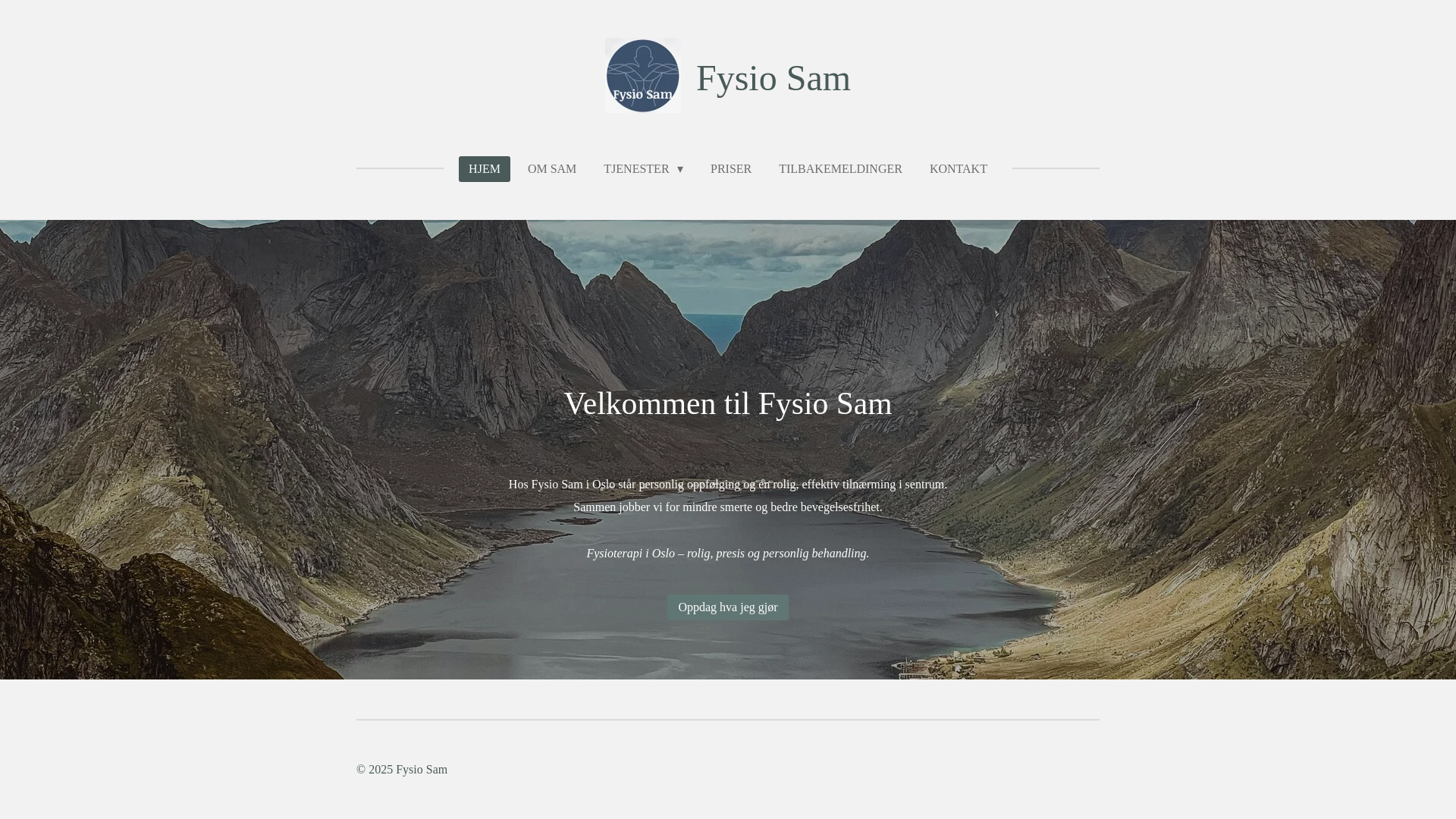 website screenshot of https://fysiosam.no/