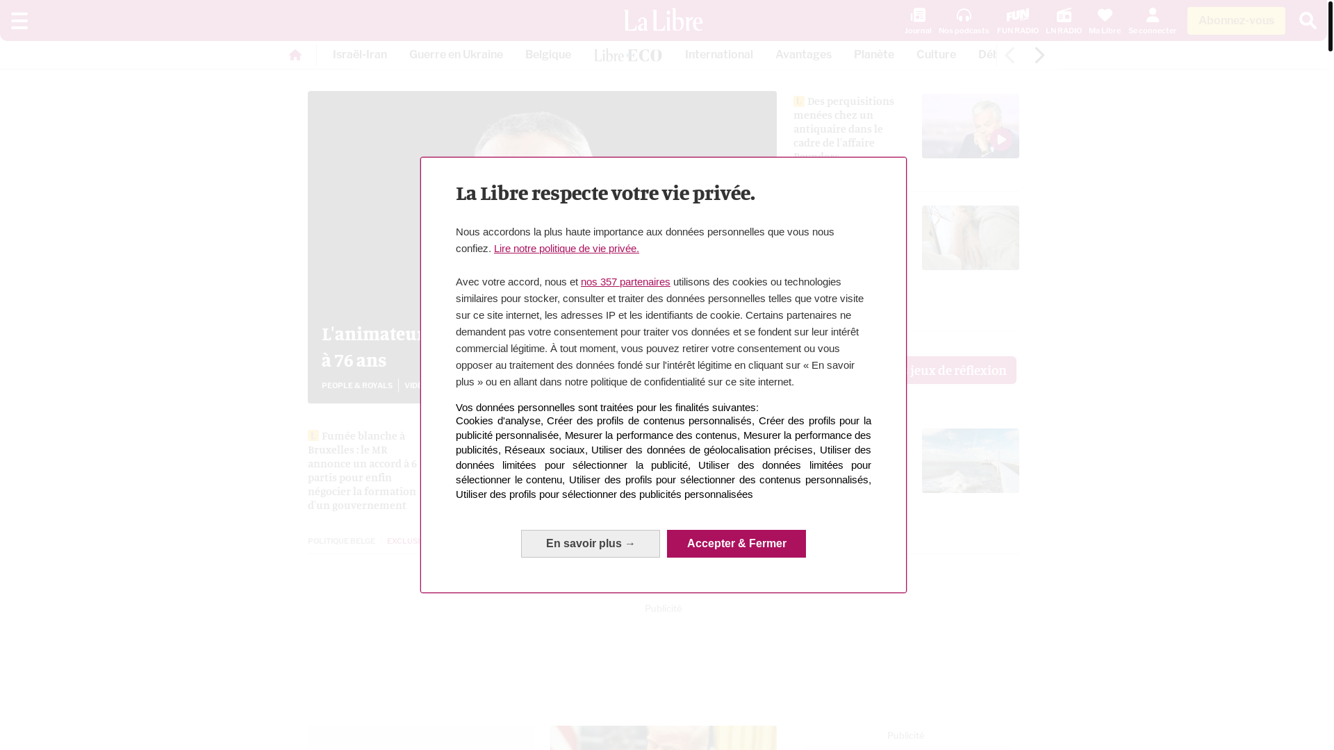 website screenshot of https://www.lalibre.be/