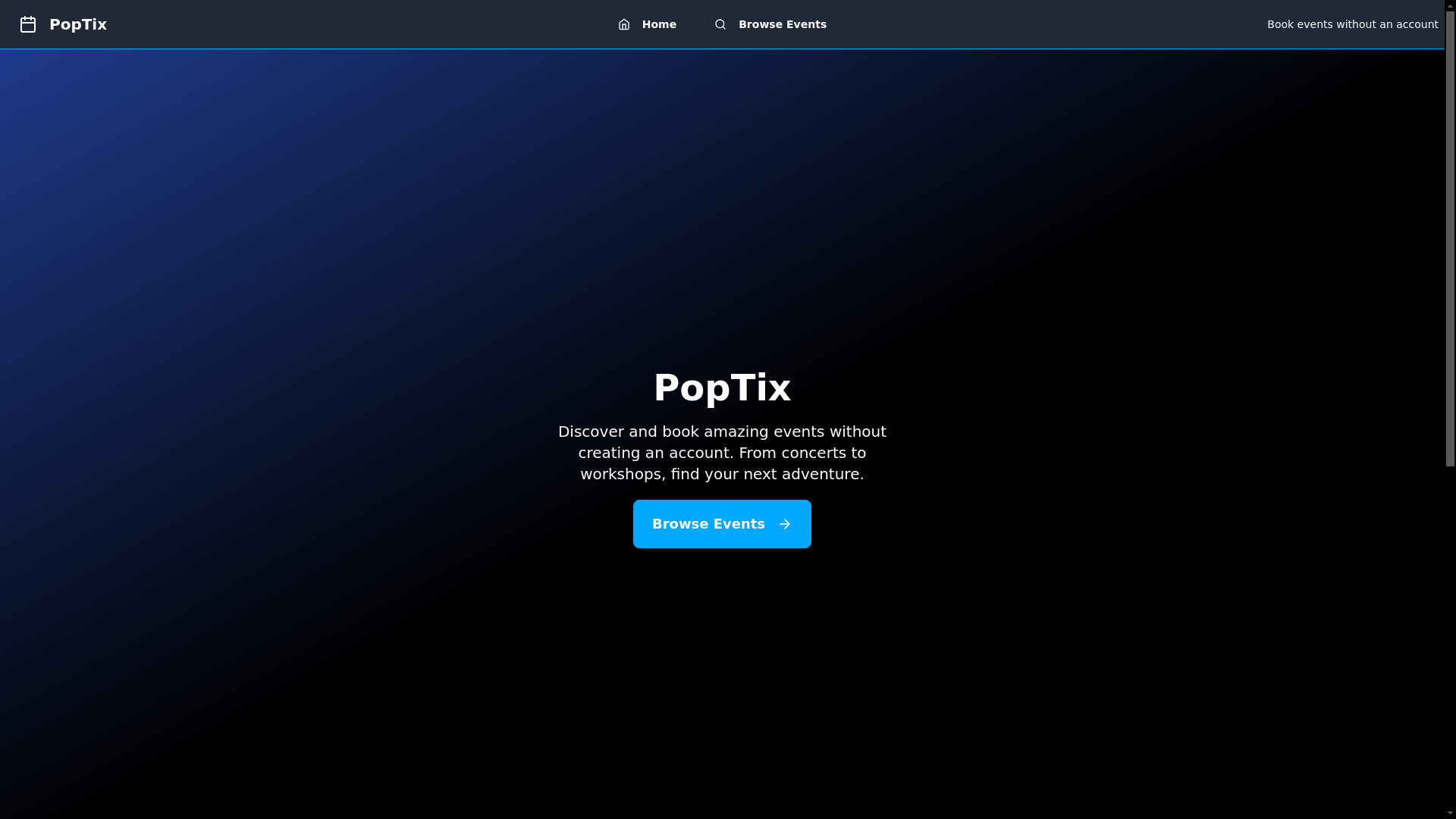 website screenshot of https://poptix-frontend.pages.dev/