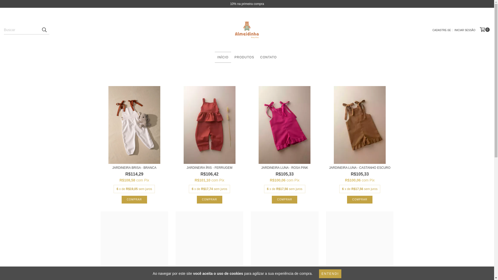 website screenshot of https://almeidinhababykids.com.br/