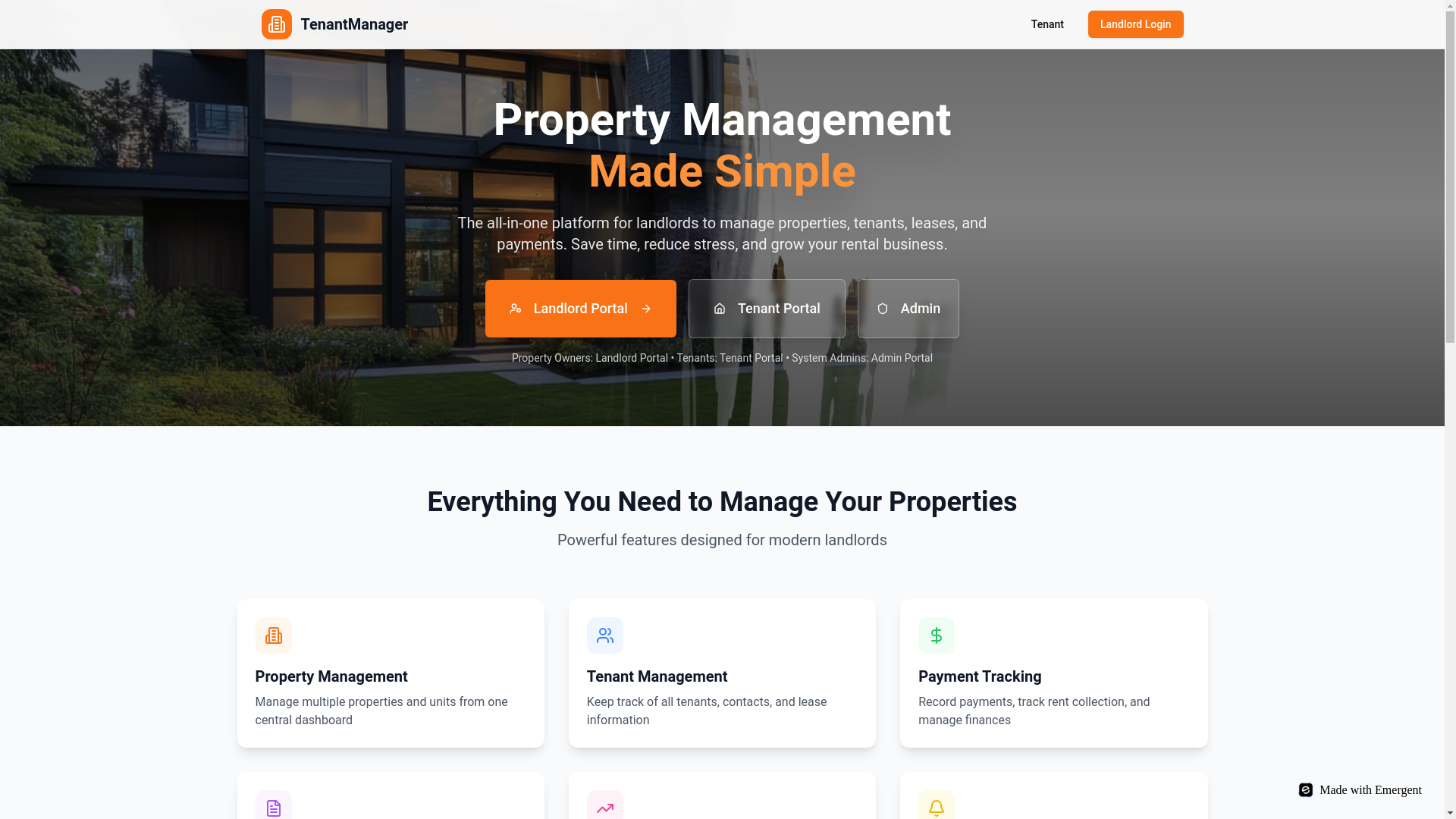 website screenshot of https://tenancymanager.app/