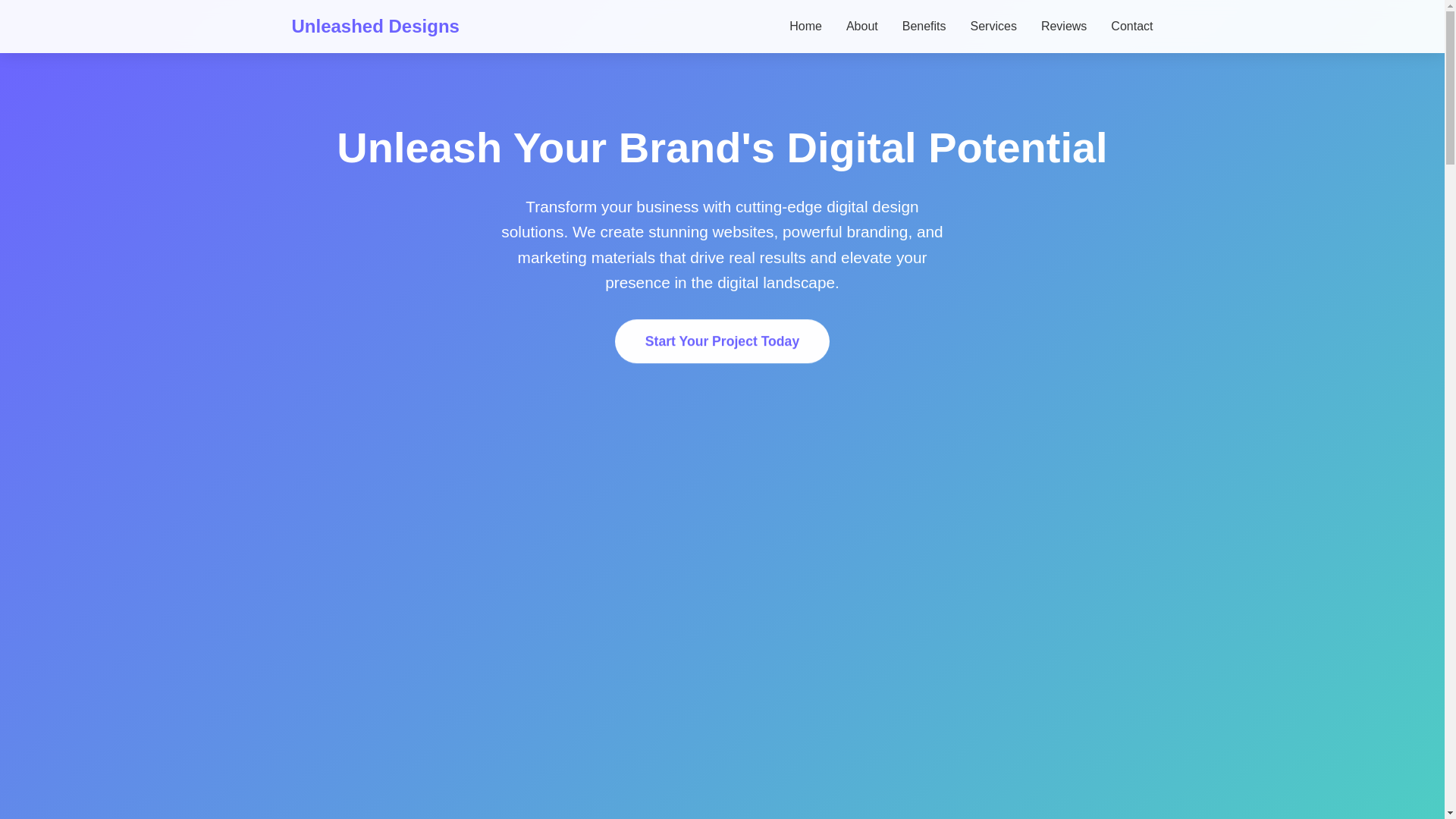 website screenshot of https://unleasheddesigns.digital/