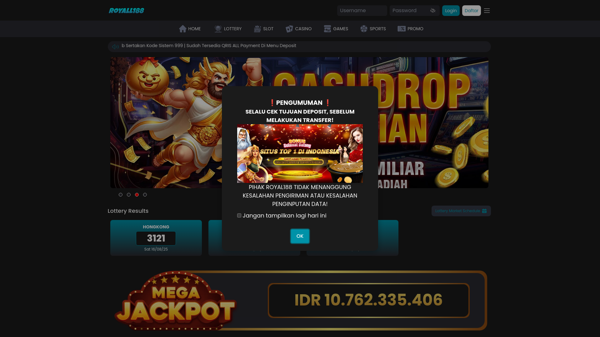 website screenshot of https://royal188bahagia.store/