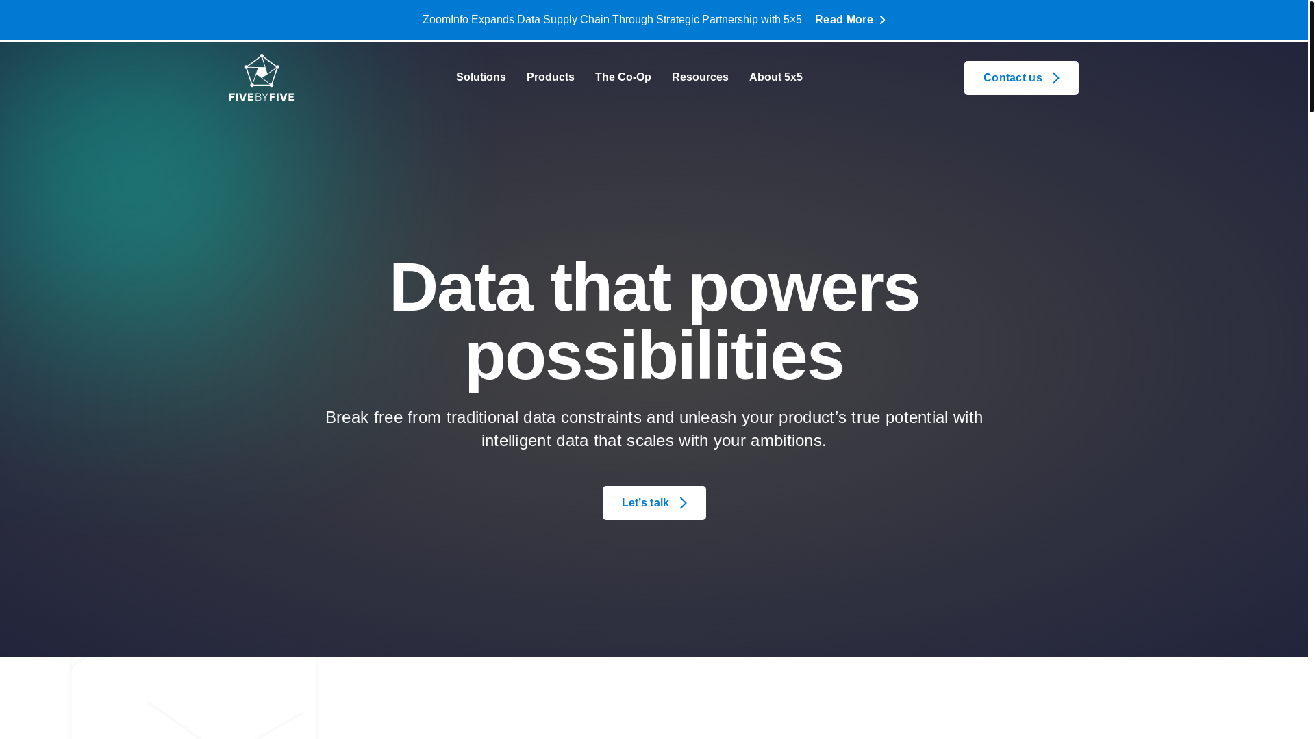 website screenshot of https://5x5data.net/