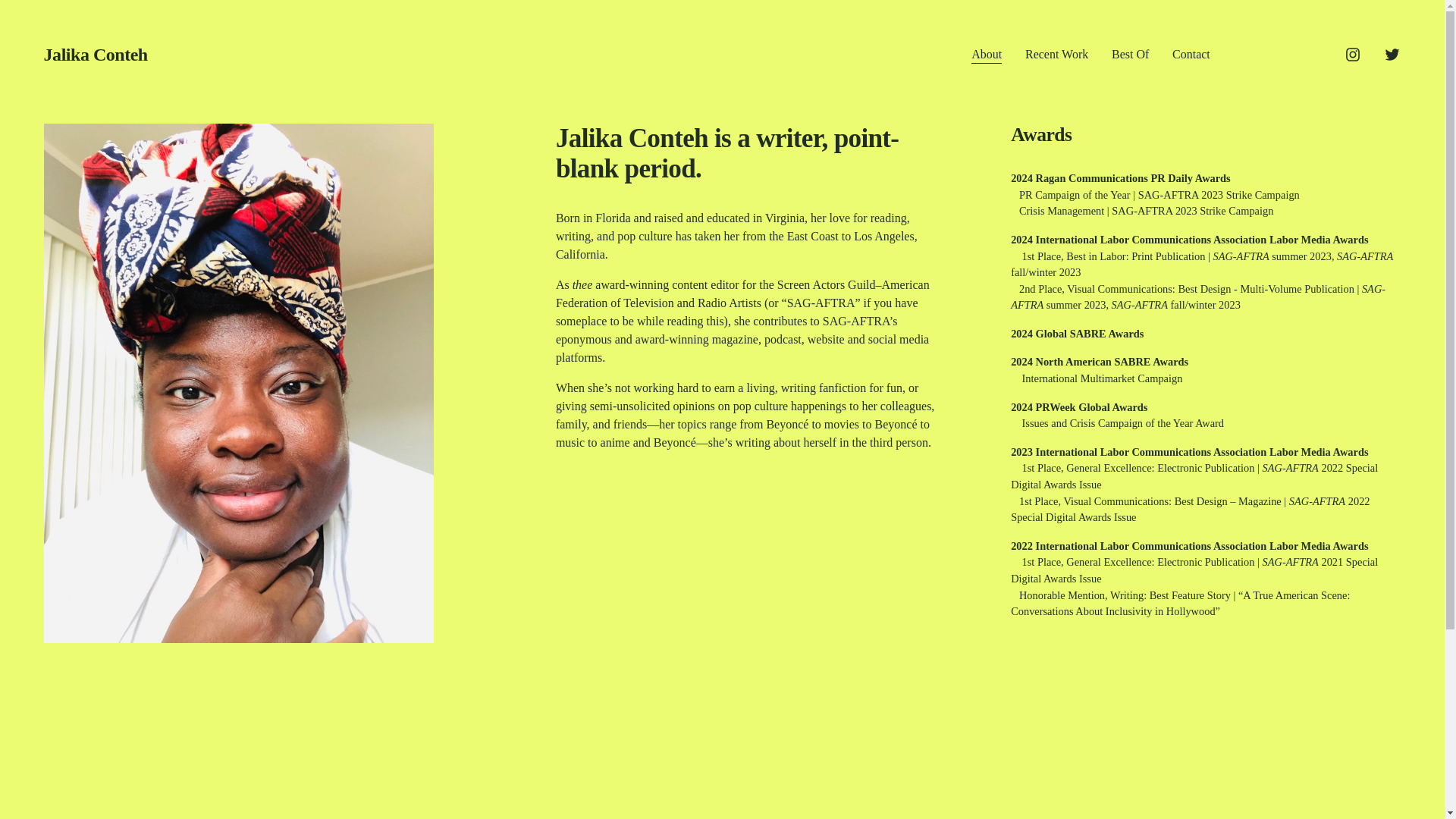 website screenshot of https://jalikaaconteh.com/