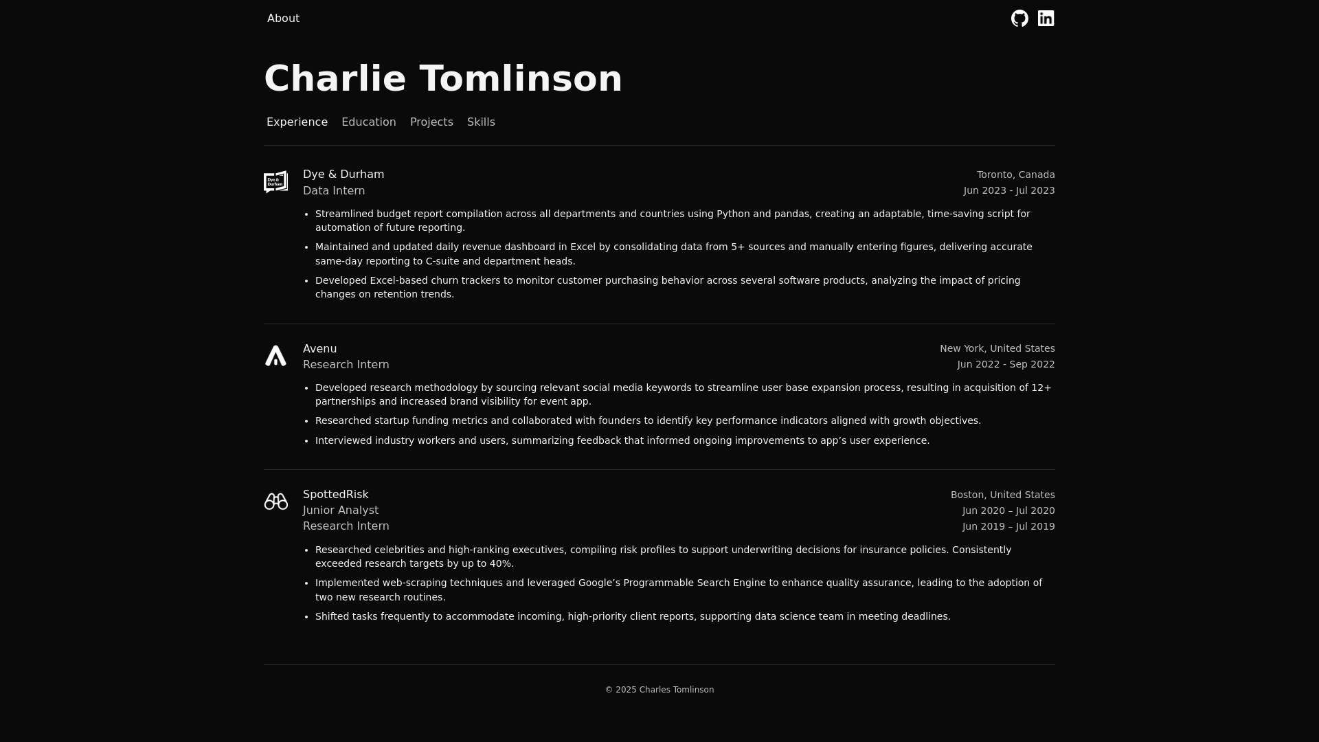 website screenshot of https://ctomlinson-com.pages.dev/