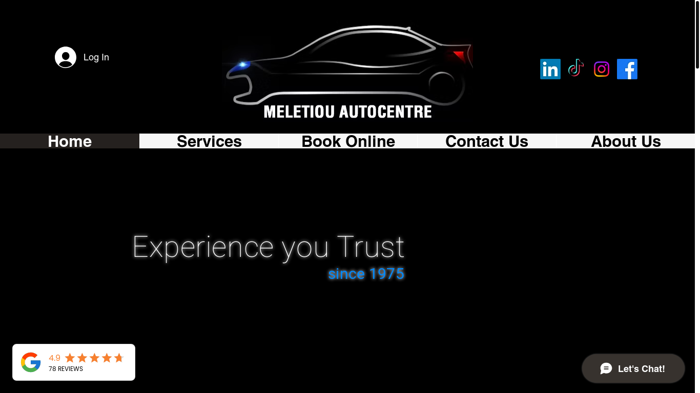 website screenshot of http://www.meletiouautocentre.com/