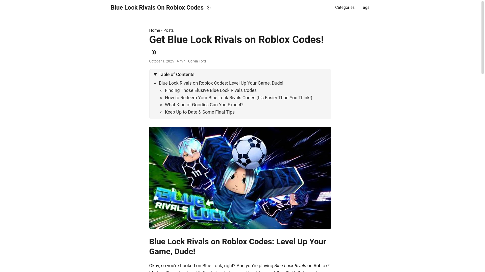 website screenshot of https://blue-lock-rivals-on-roblox-codes.pages.dev/