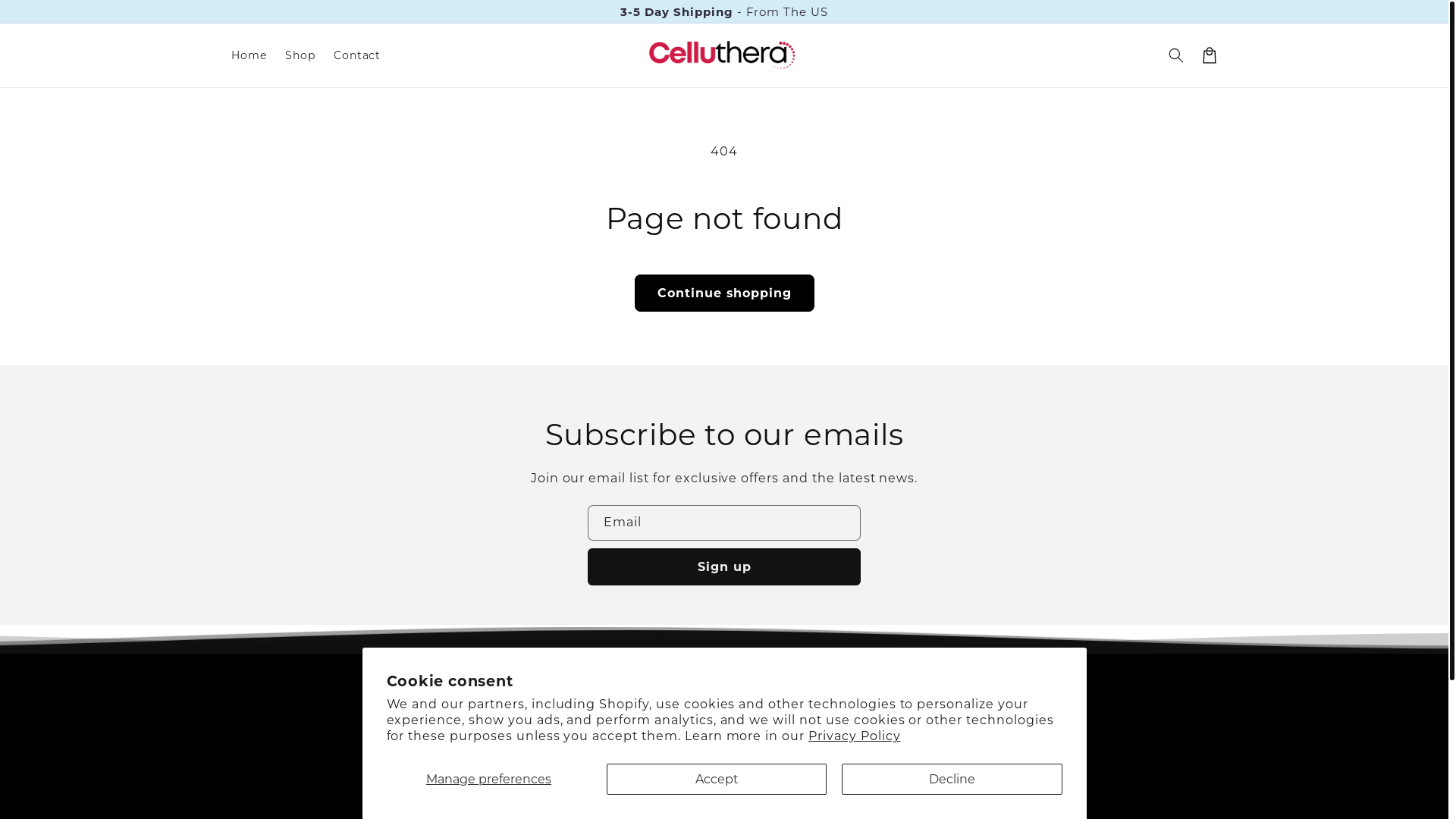 website screenshot of https://celluthera.shop/
