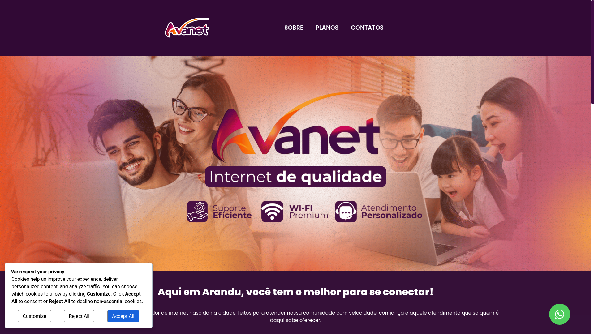 website screenshot of https://avanetbrasil.com.br/