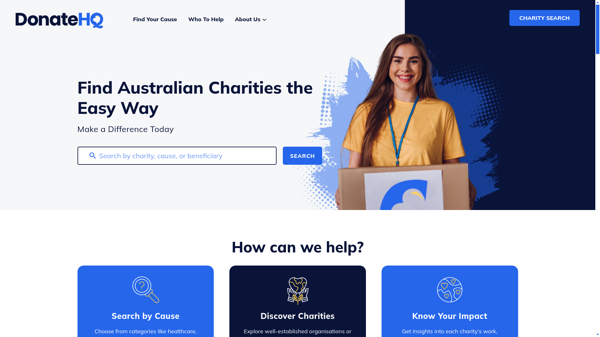 website screenshot of https://trydonatehq.com/