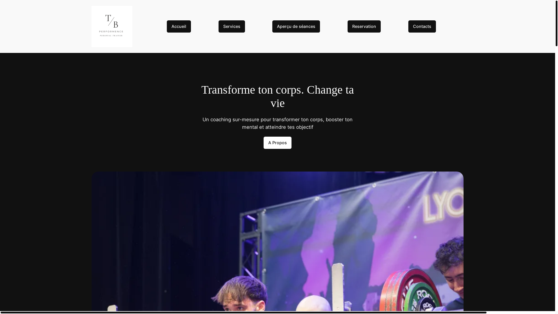 website screenshot of https://tbperformences.com/