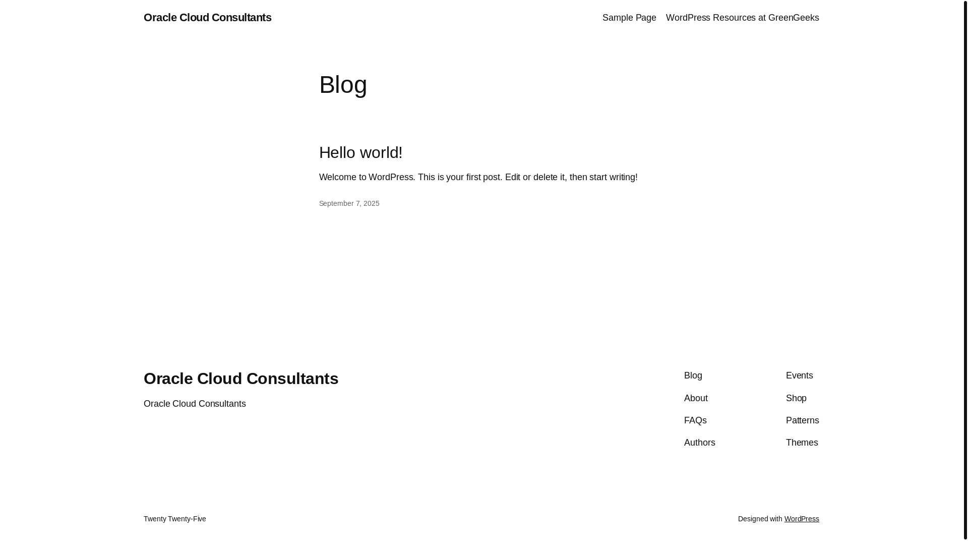 website screenshot of https://oraclecloudconsultants.com/