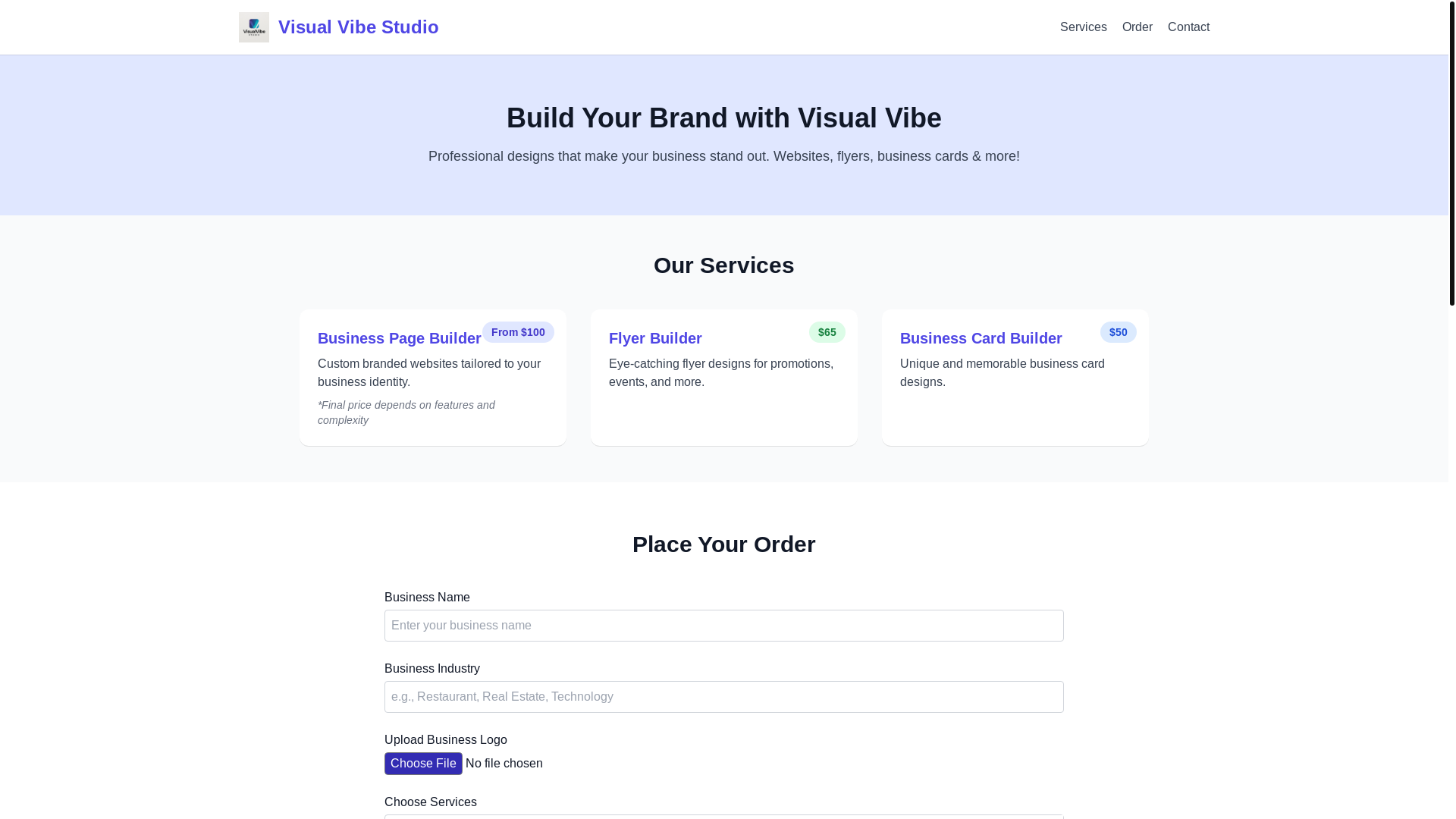 website screenshot of https://visualvibestudio.store/