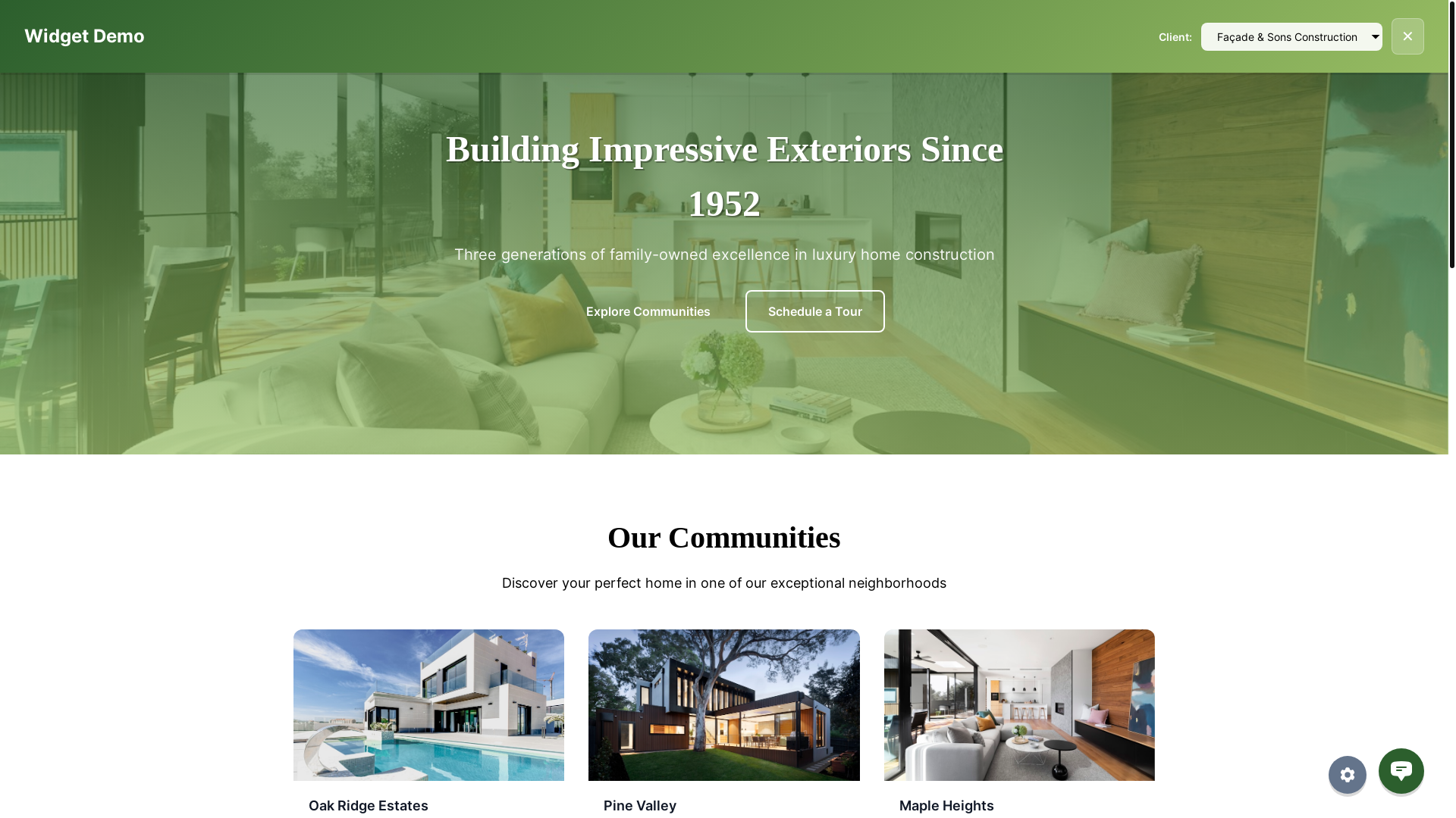 website screenshot of https://facadeandsons.com/
