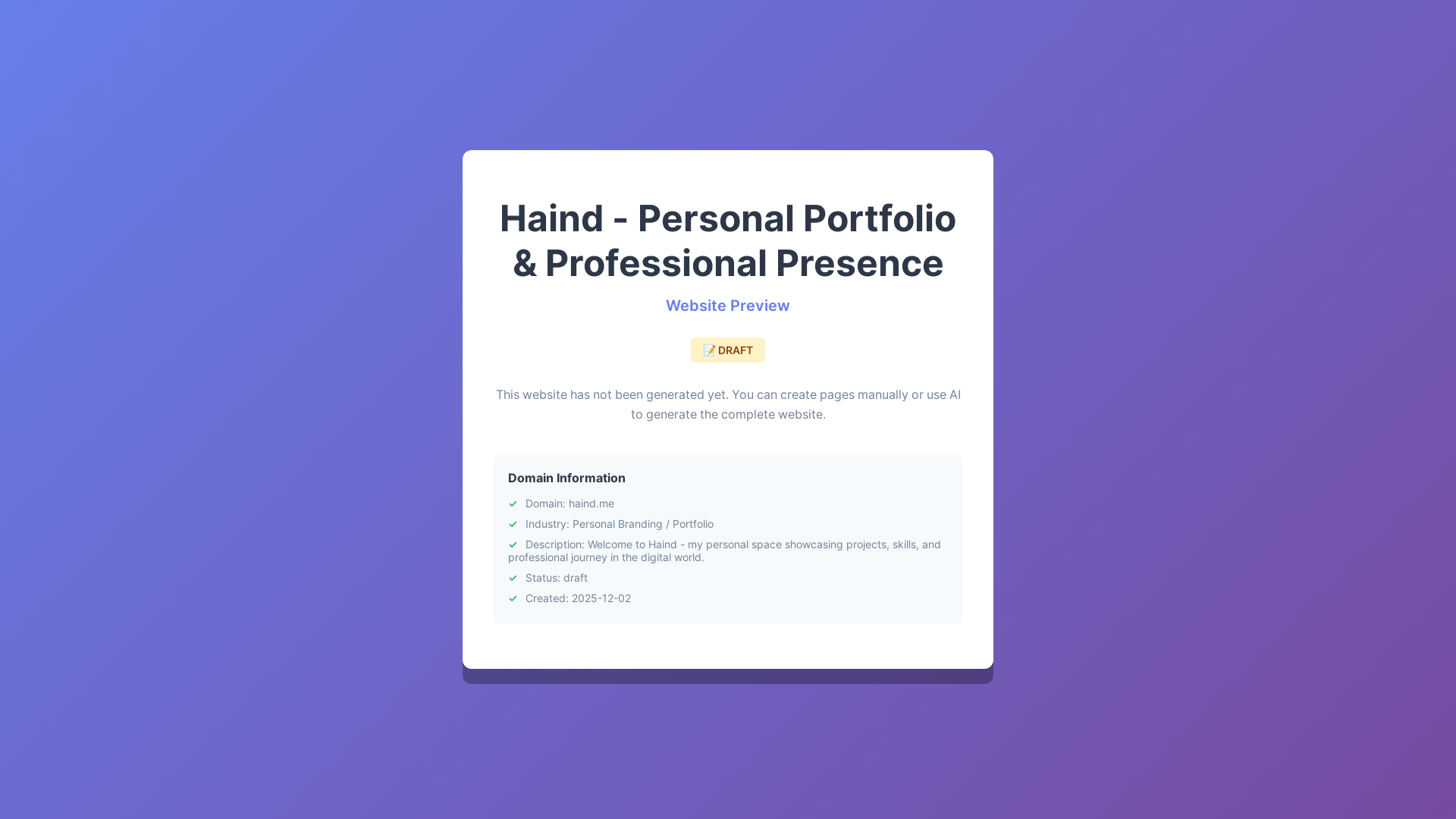 website screenshot of https://haind.me/