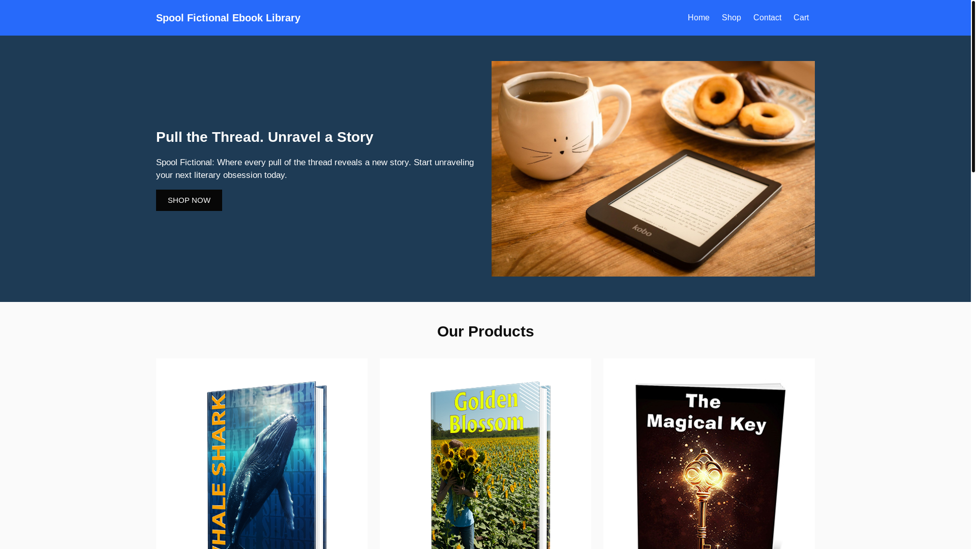 website screenshot of https://spoolfictionalebooklibrary.com/