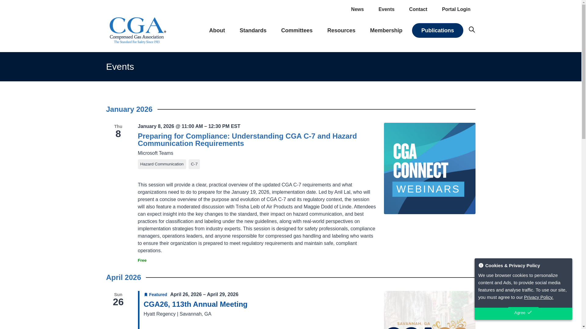 website screenshot of https://www.cganet.com/events/