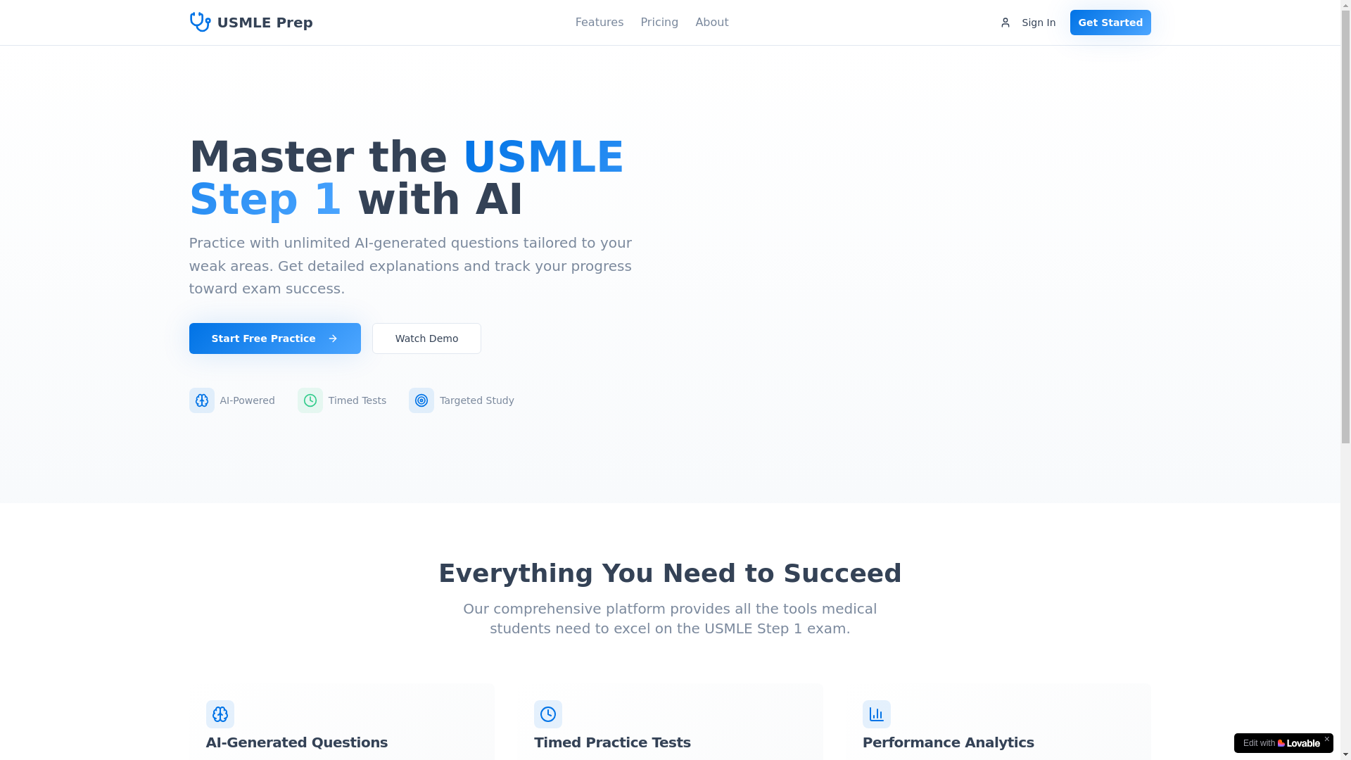 website screenshot of https://usmleandme.com/