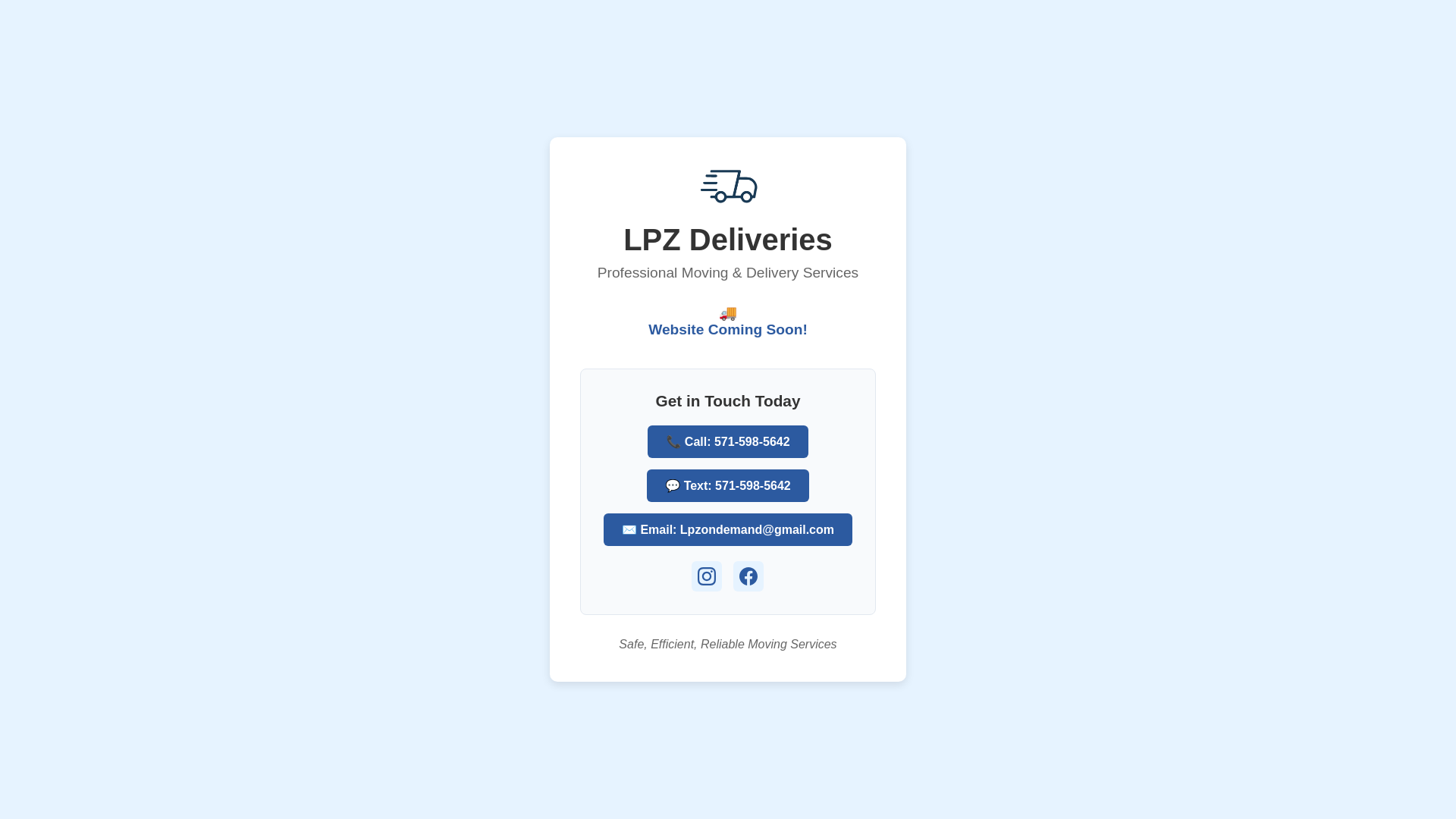 website screenshot of https://lpzdeliveries.com/