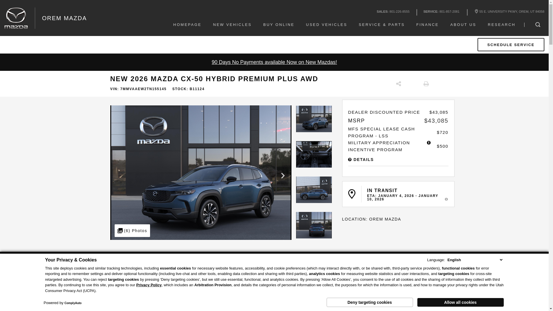 website screenshot of https://www.oremmazda.com/inventory/7MMVAAEW2TN155145/