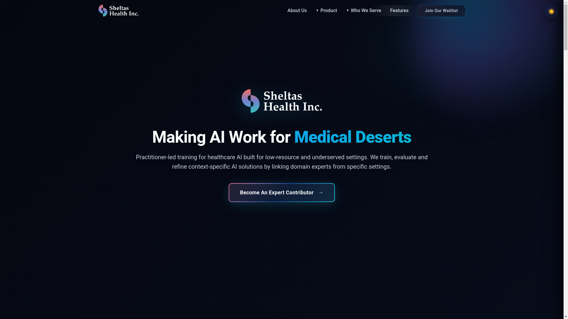 website screenshot of https://sheltashealth.com/