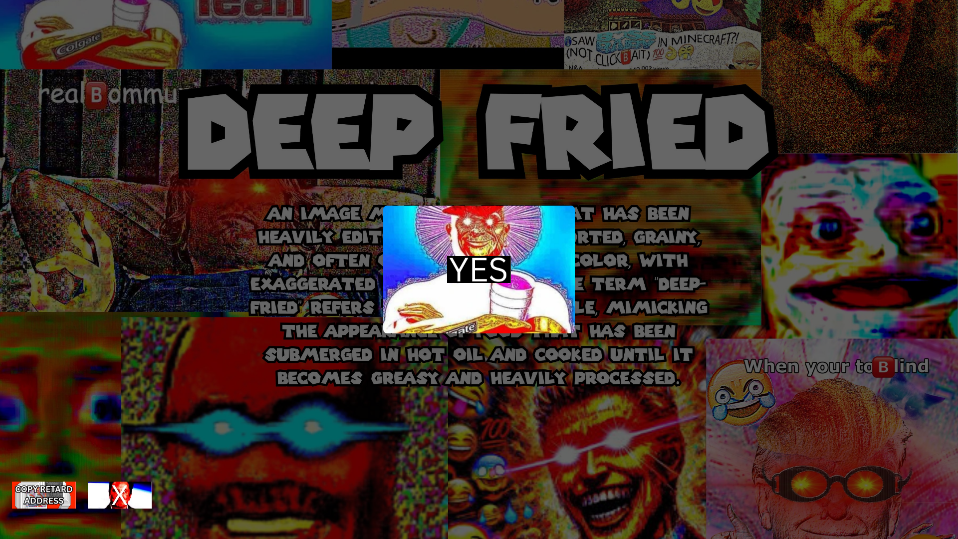 website screenshot of https://deepfriedmemesbonk.com/