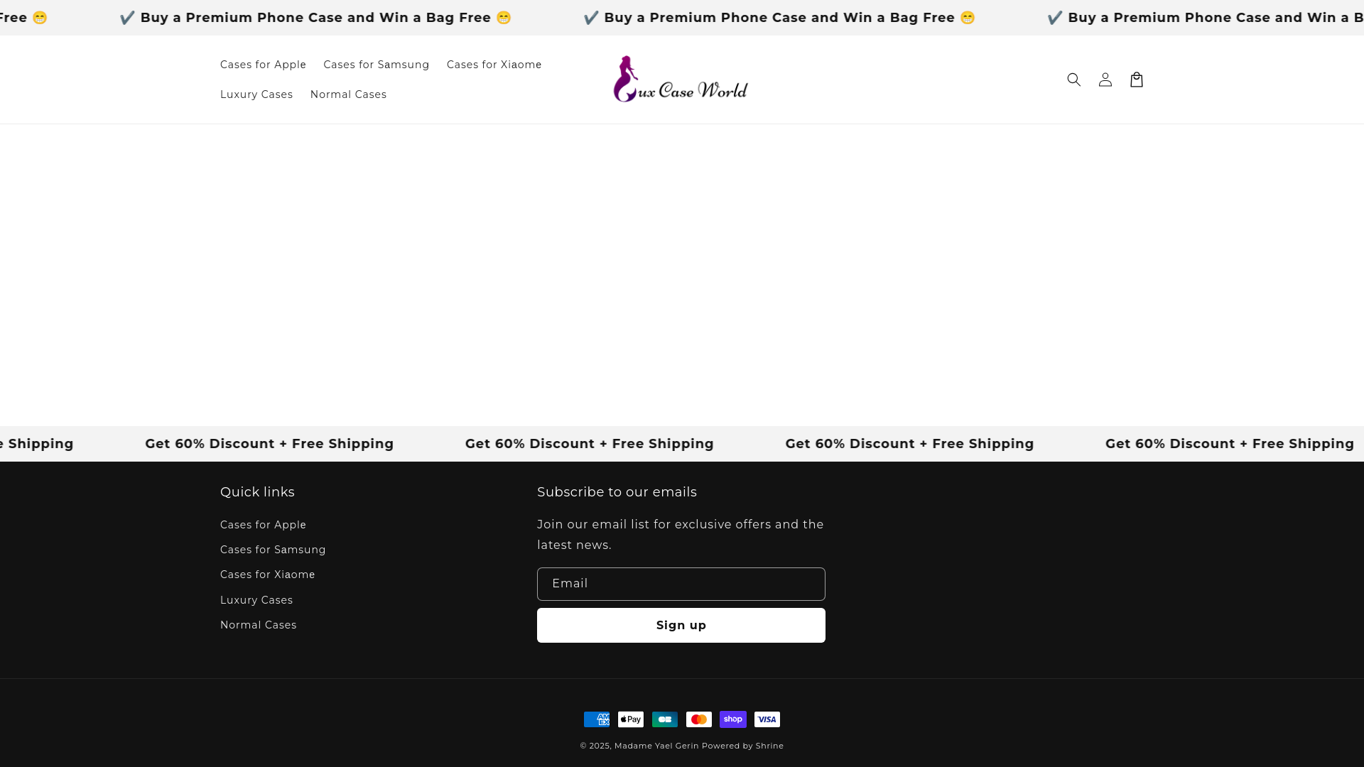website screenshot of https://luxcaseworld.shop/
