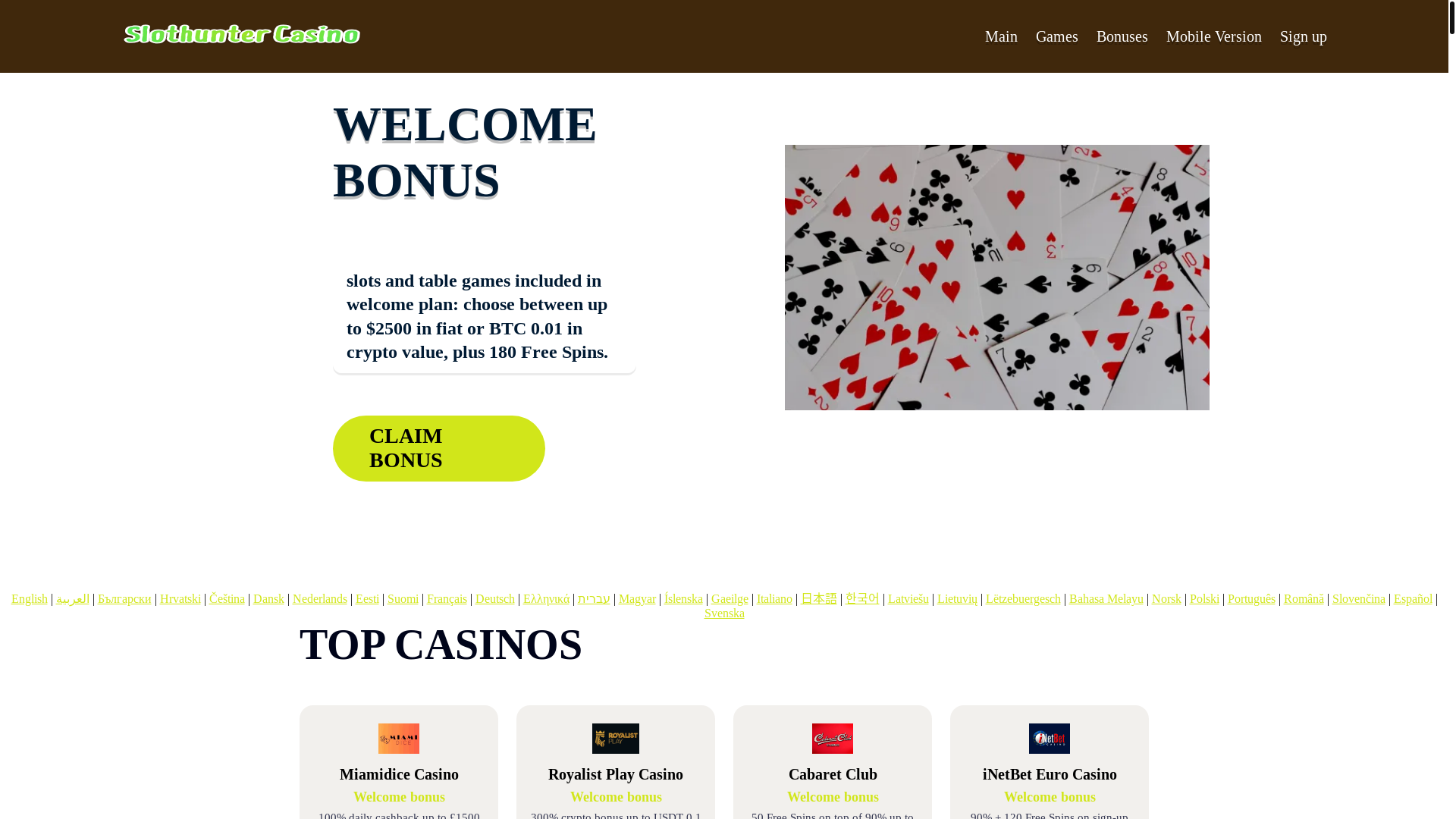 website screenshot of https://slothunter2.bond/