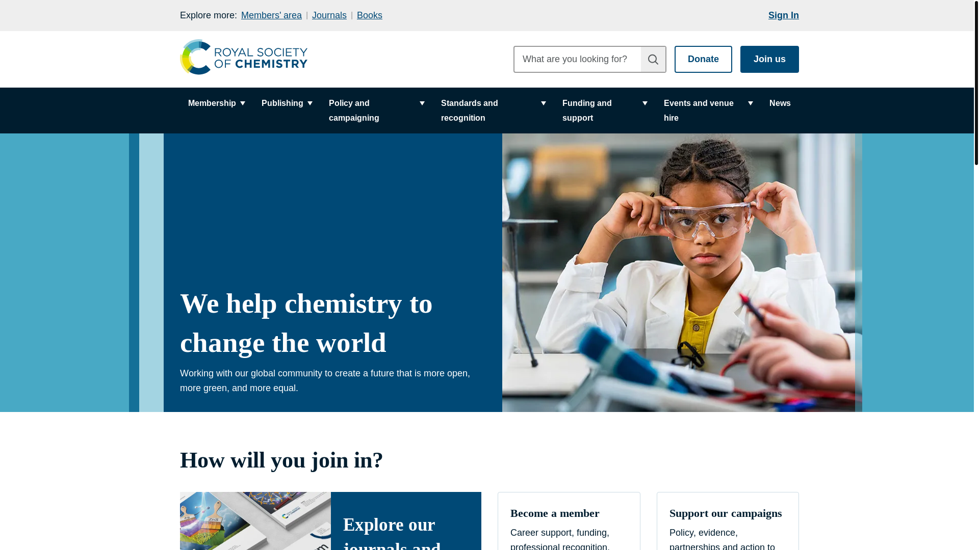 website screenshot of https://rsc.org