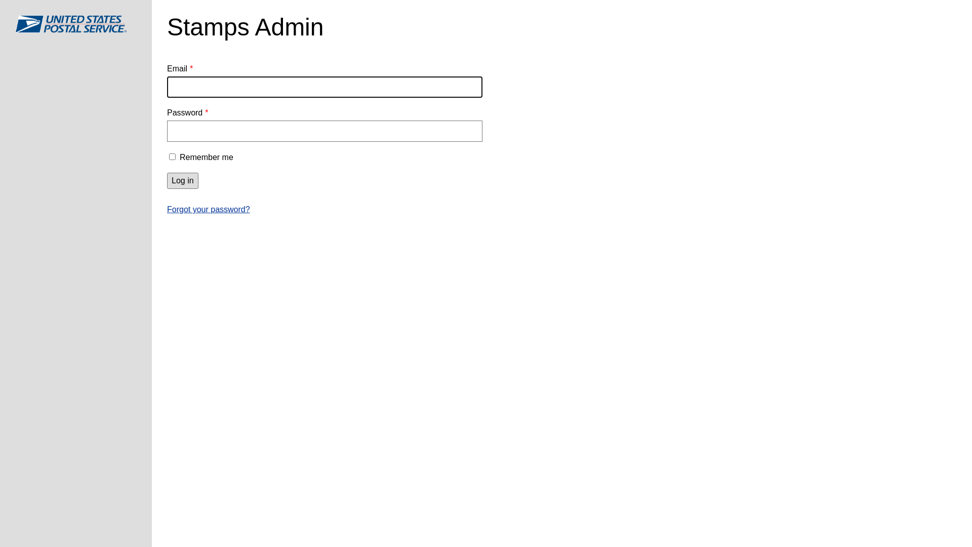 website screenshot of https://admin.stampsforever.com/