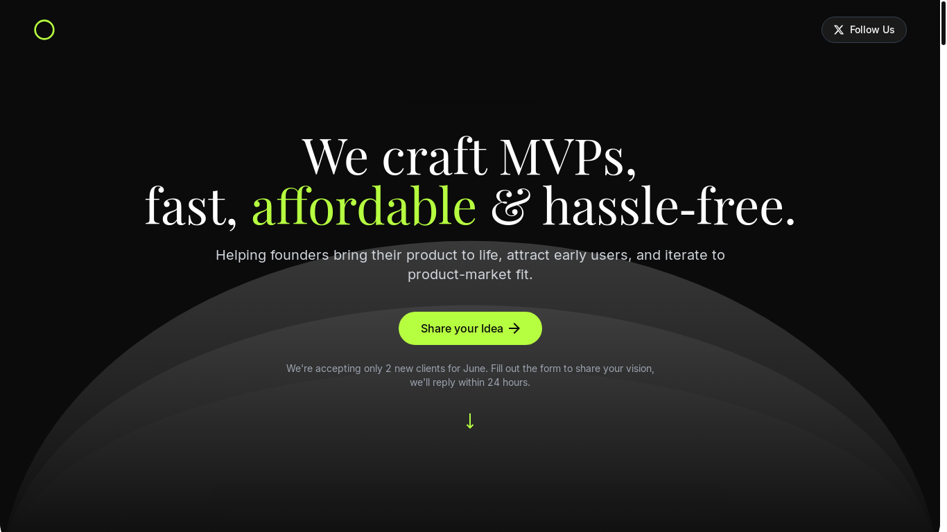 website screenshot of https://buildrush.agency/