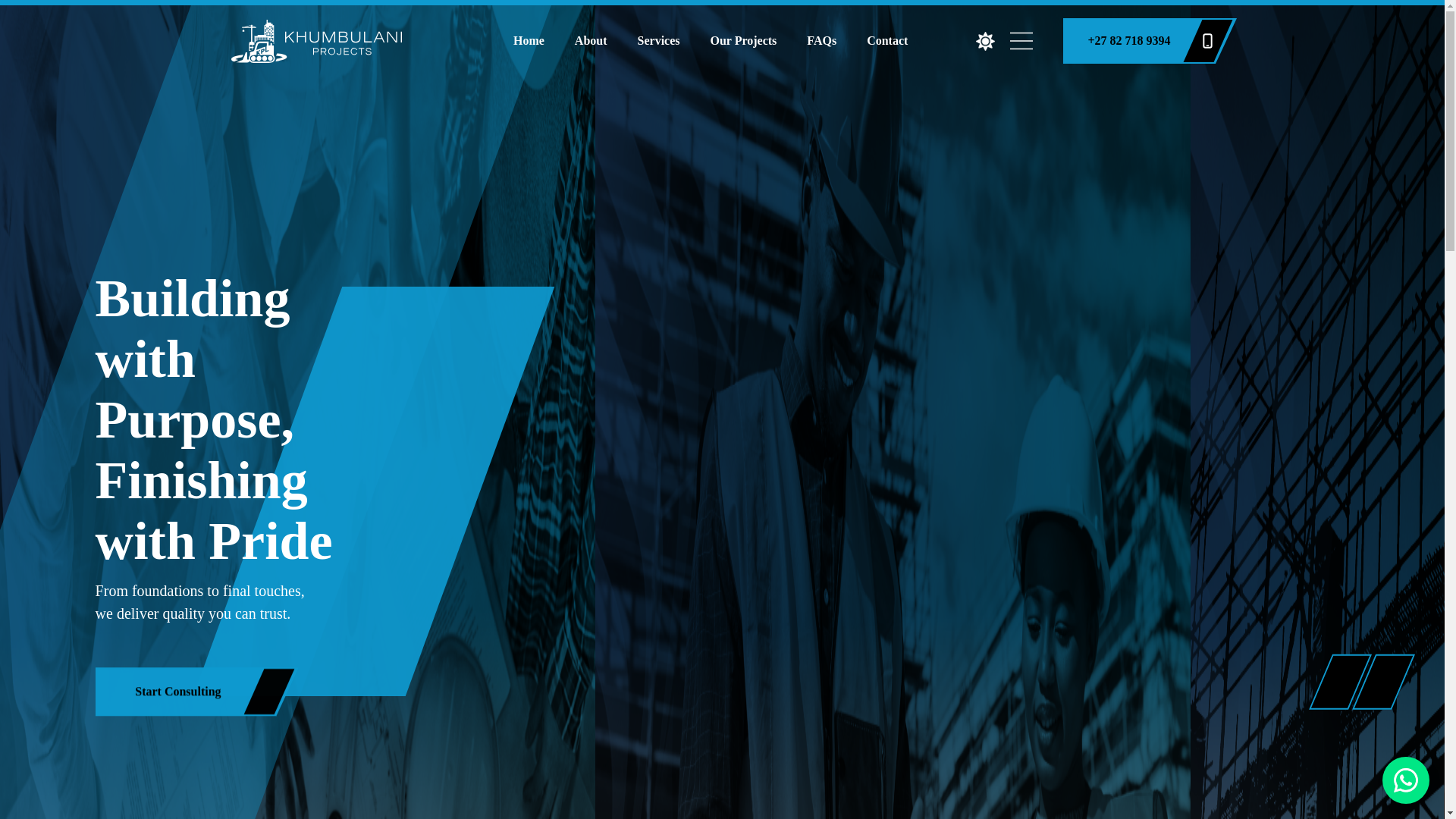 website screenshot of https://khumbulaniprojects.co.za/