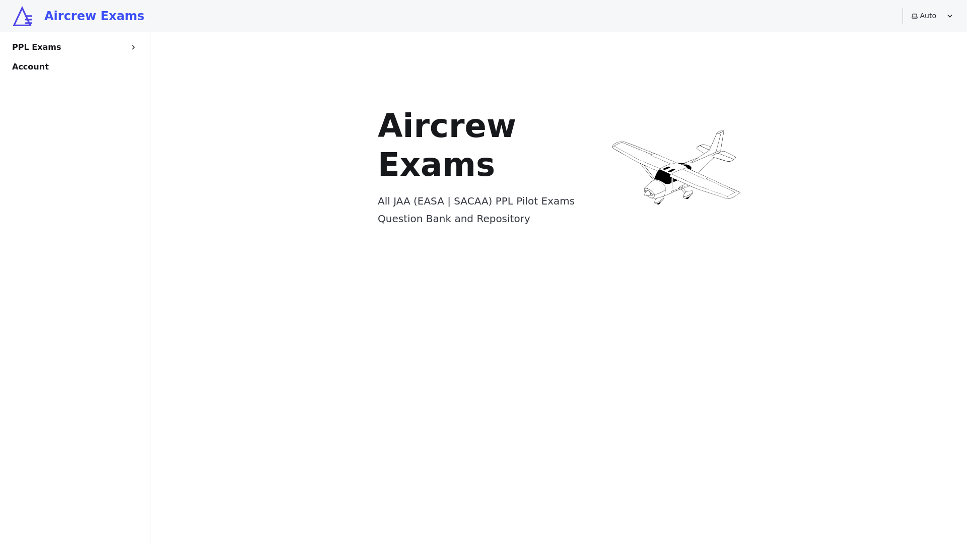 website screenshot of https://aircrew-exams-site.pages.dev/