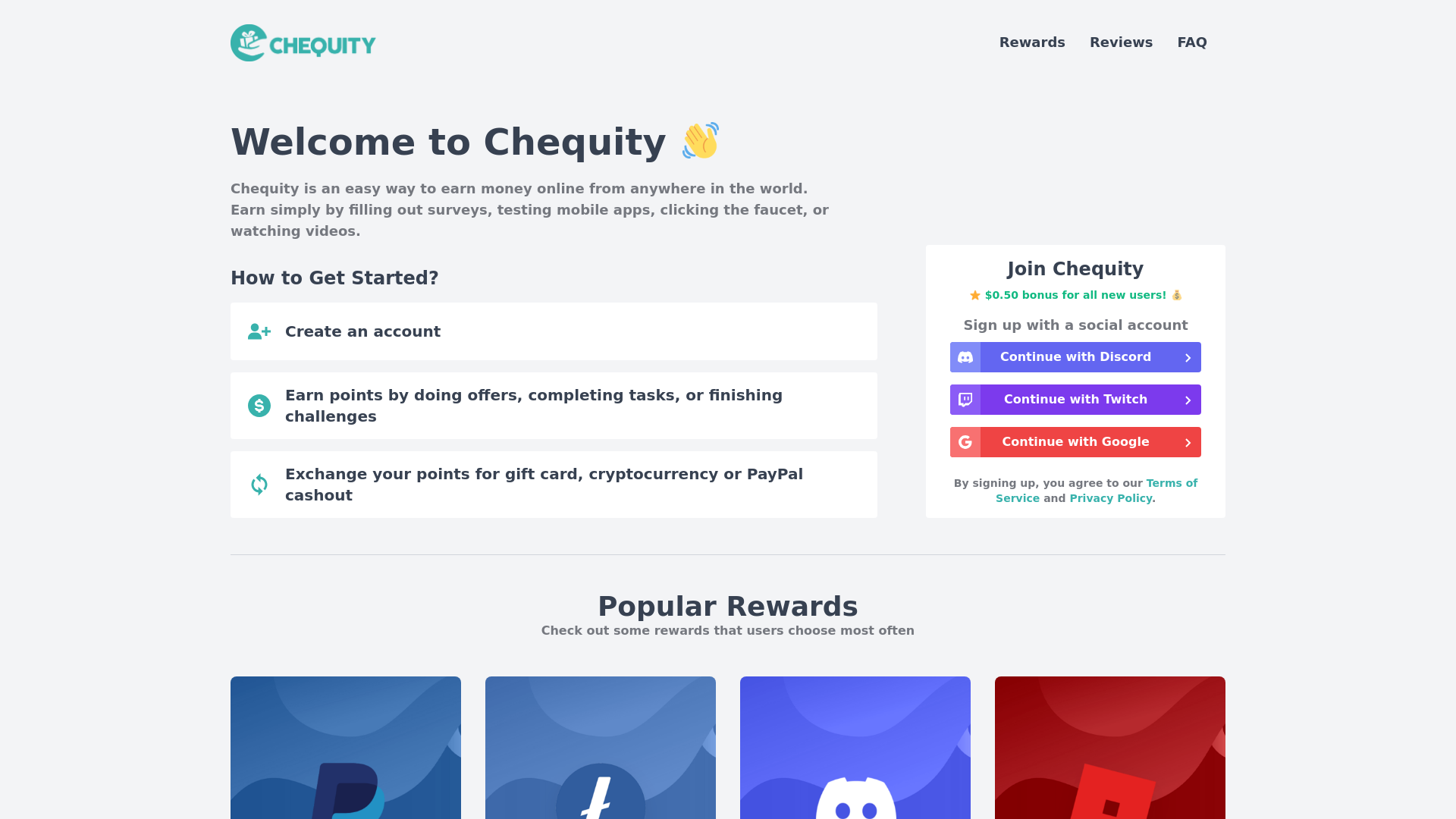 website screenshot of https://chequity.io/
